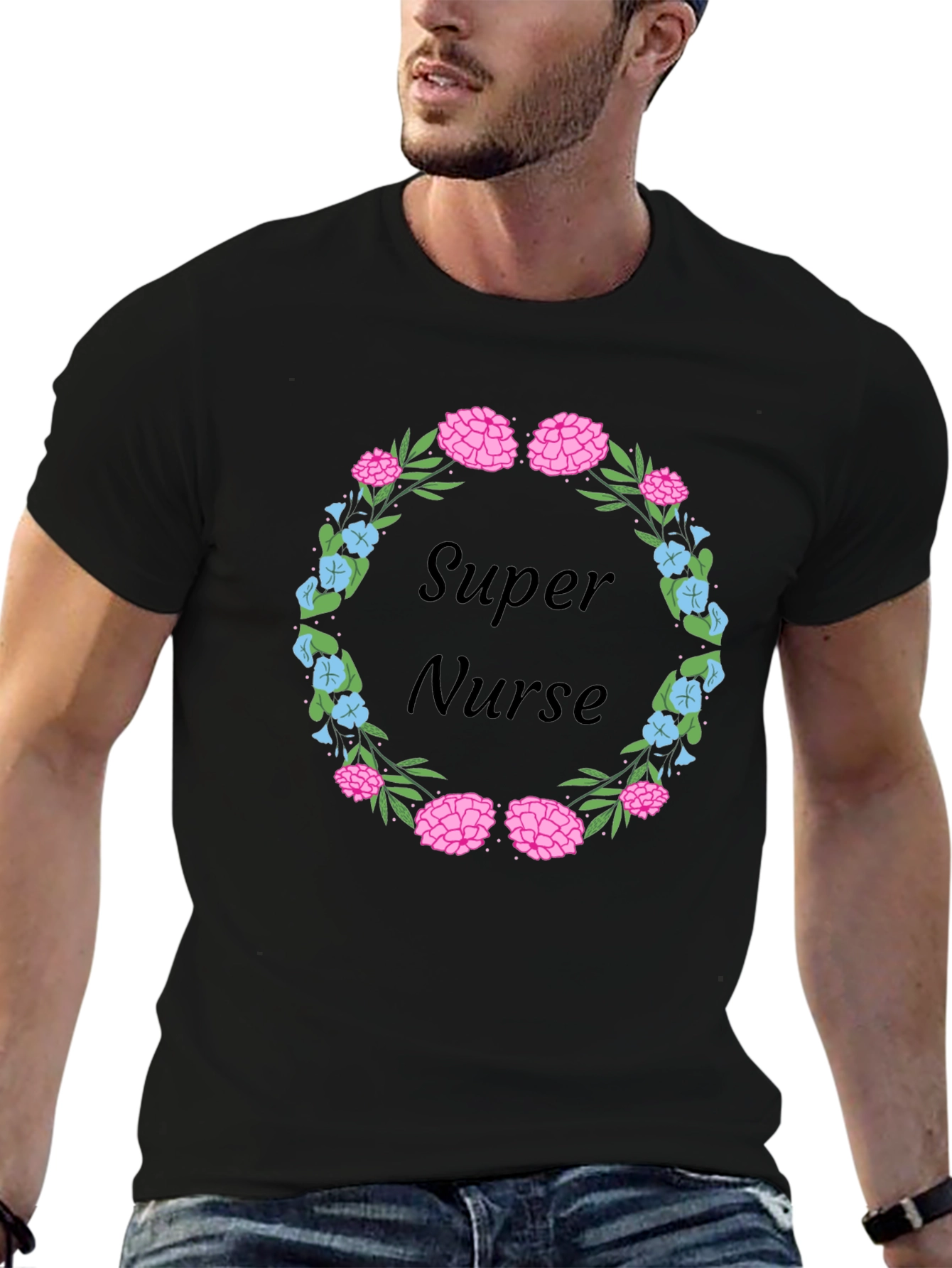 Super Nurse Floral Wreath T-Shirt