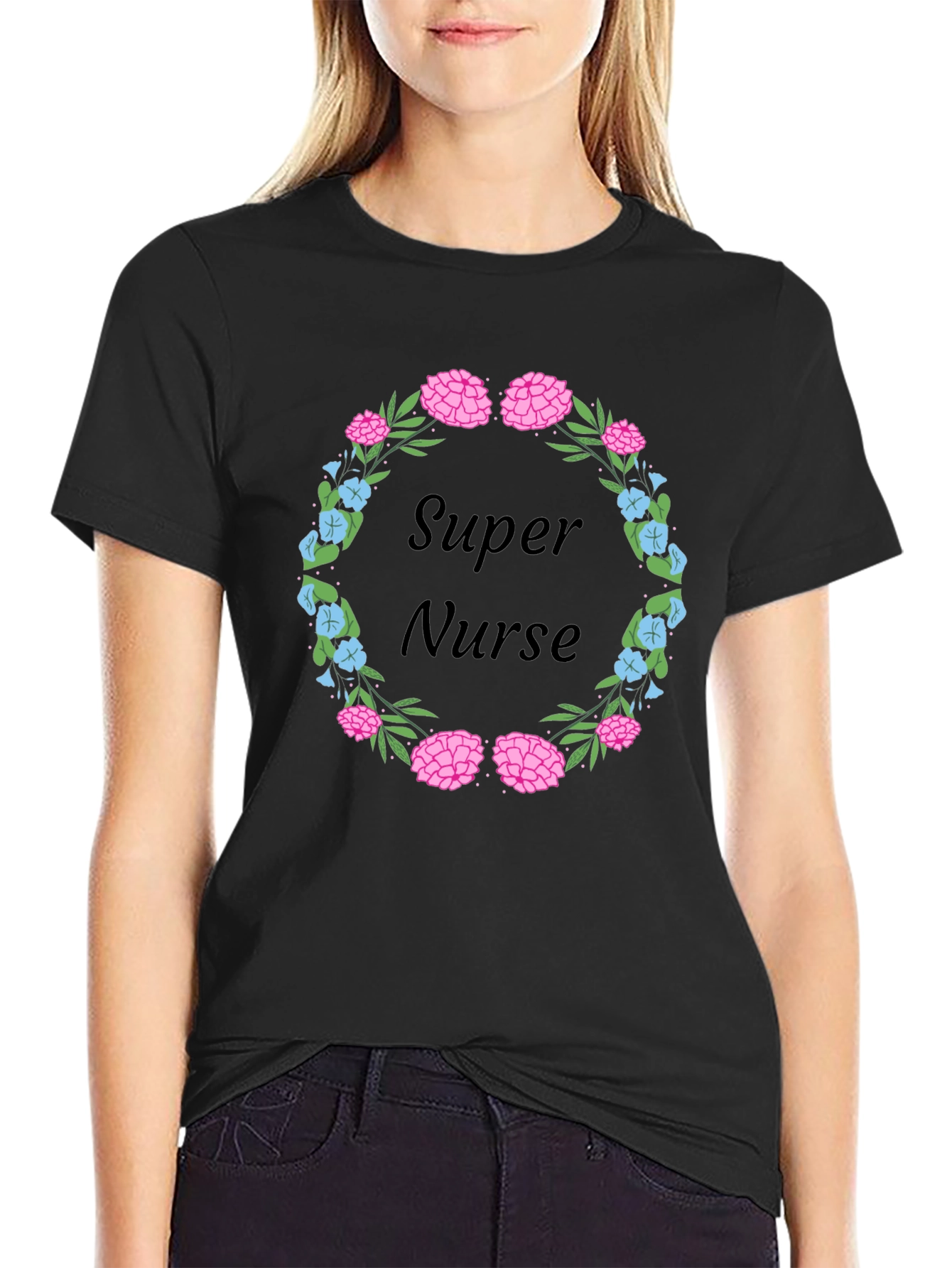 Super Nurse Floral Wreath T-Shirt