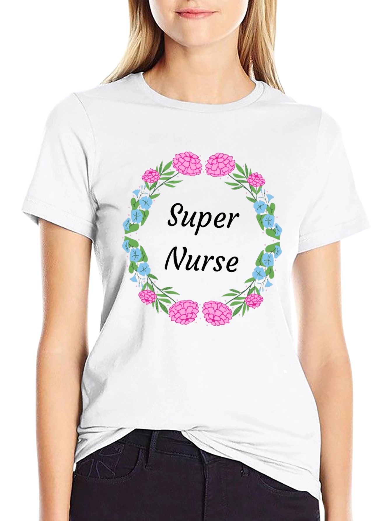 Super Nurse Floral Wreath T-Shirt