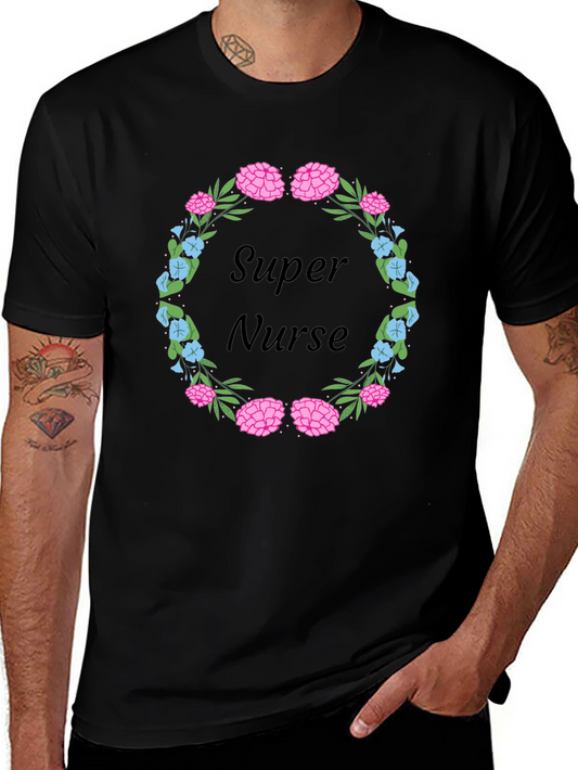 Super Nurse Floral Wreath T-Shirt