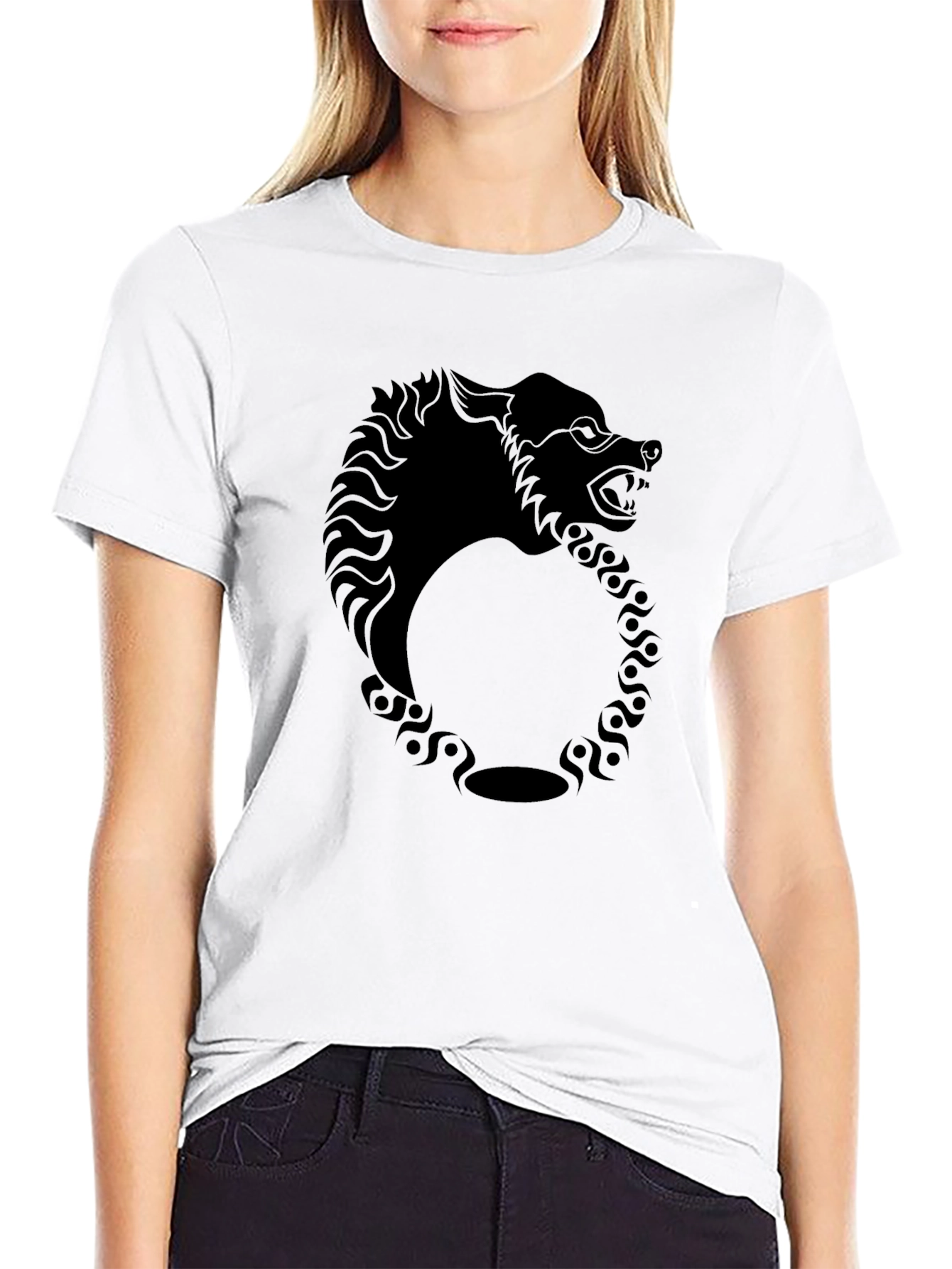 Ouroboros Wolf Mens Black Graphic Tee