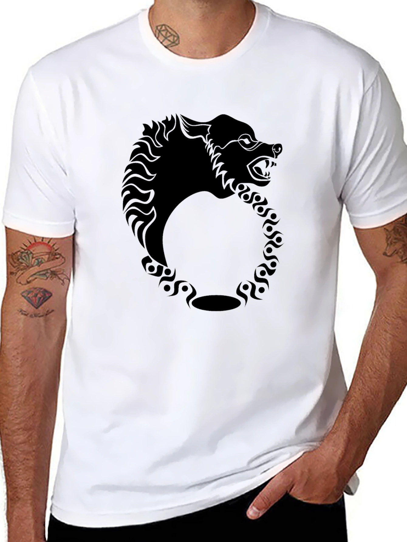 Ouroboros Wolf Mens Black Graphic Tee