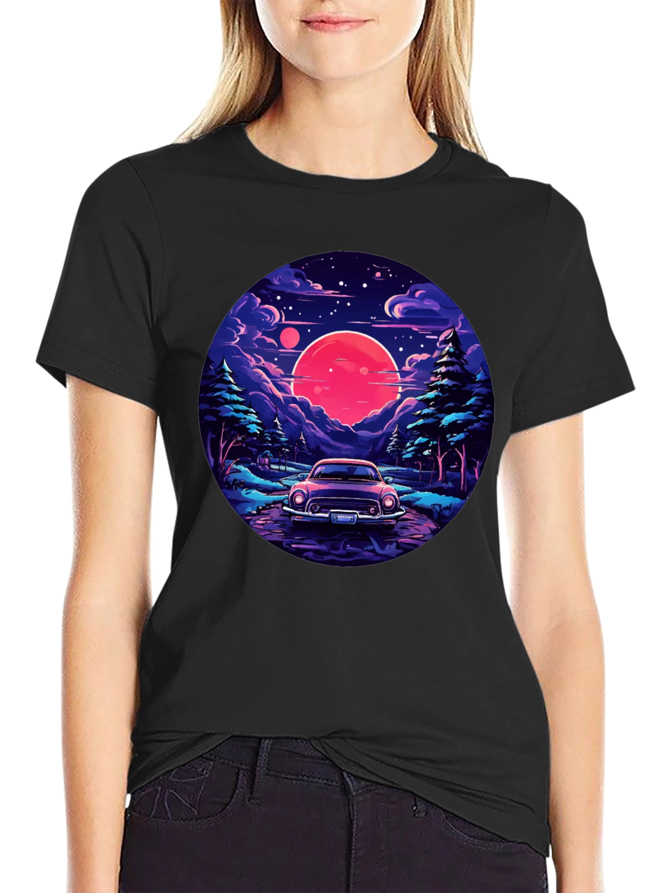 Retro Car & Sunset T-Shirt