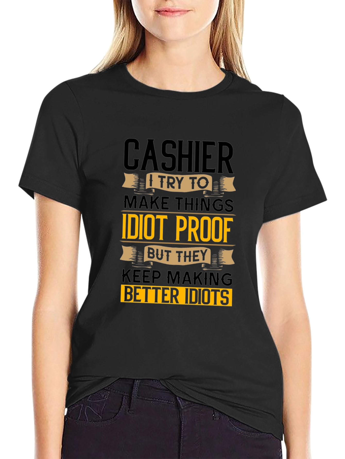 Cashier Idiots Funny Sarcastic T-Shirt