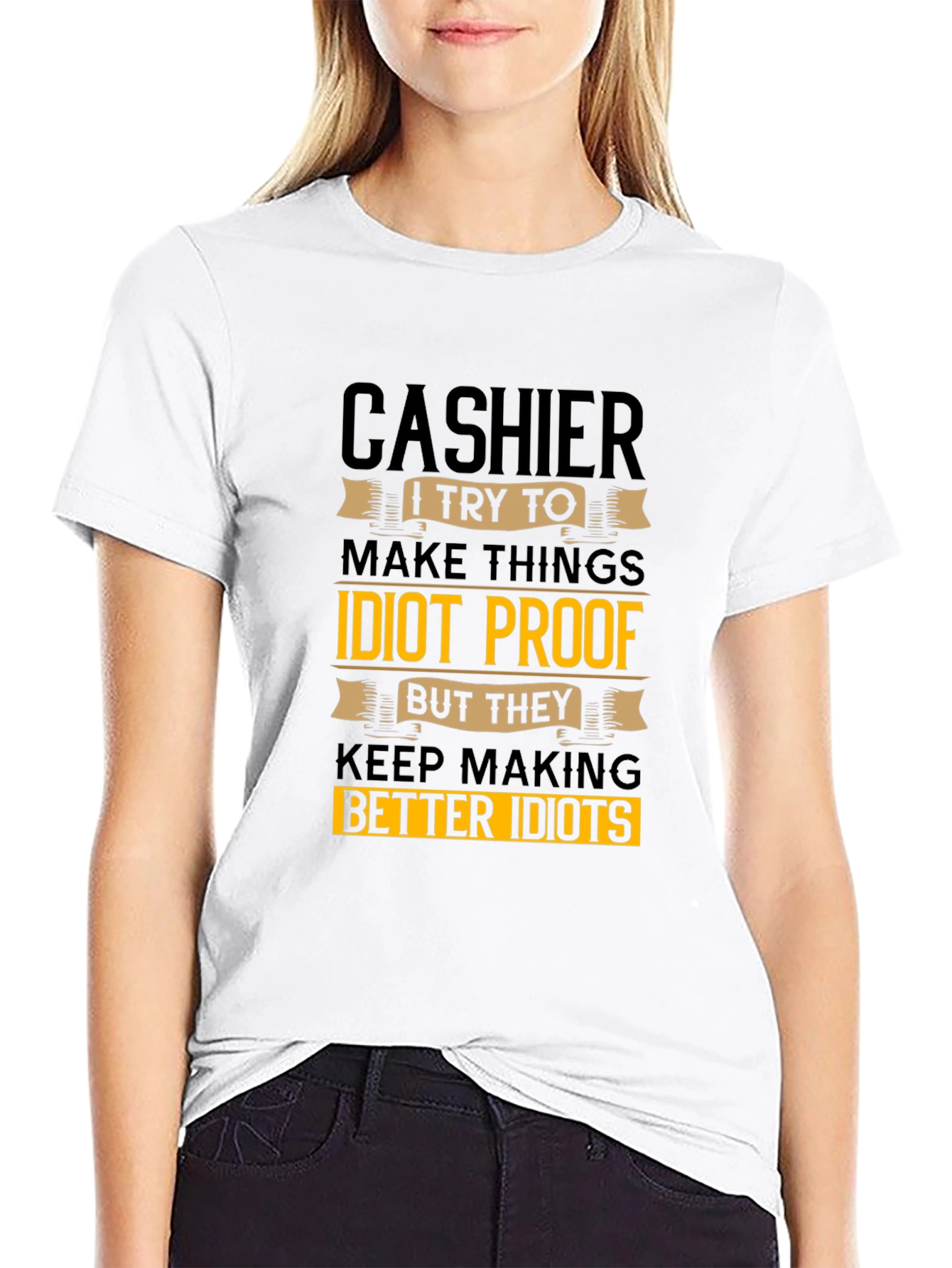 Cashier Idiots Funny Sarcastic T-Shirt