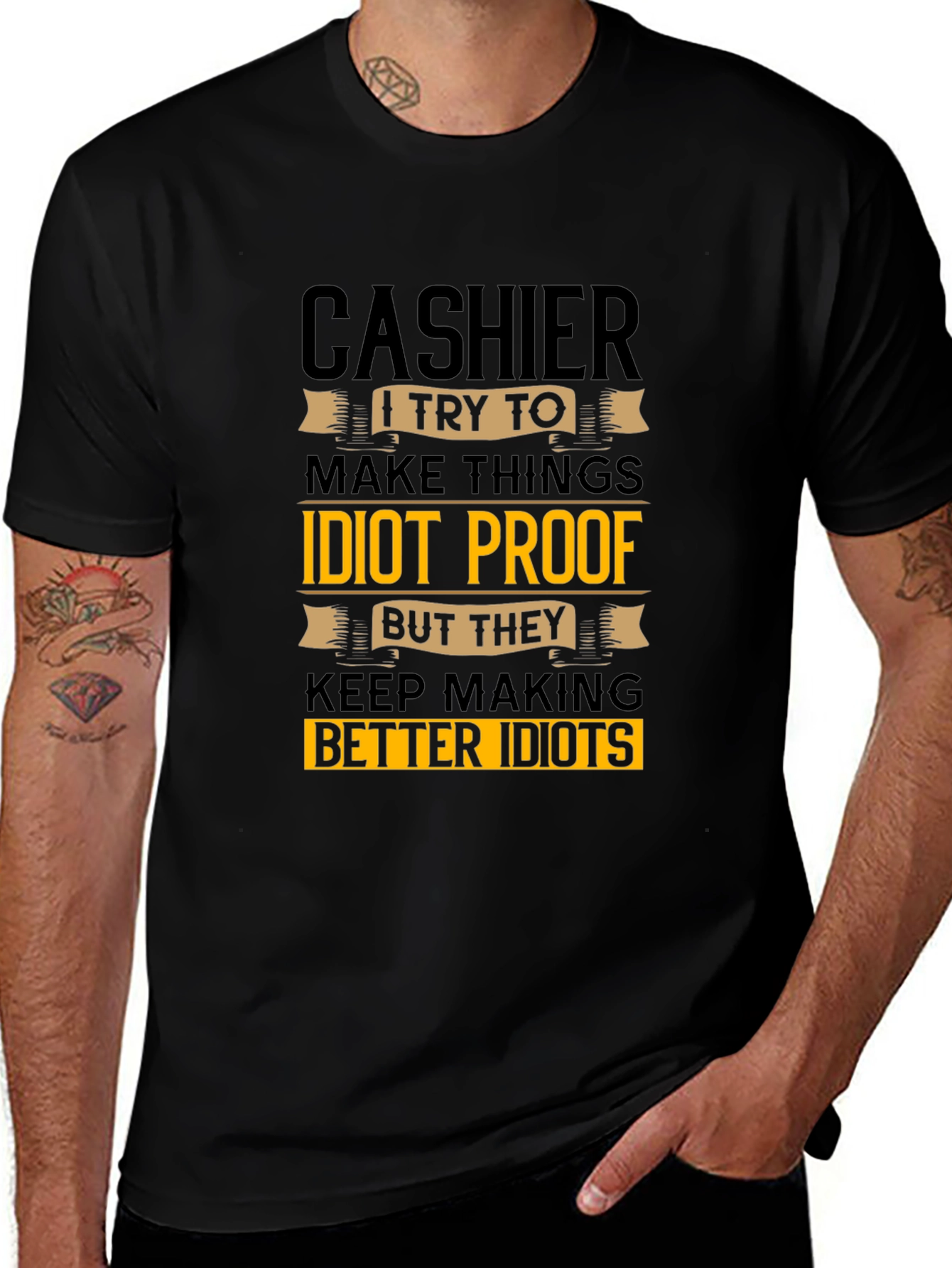 Cashier Idiots Funny Sarcastic T-Shirt