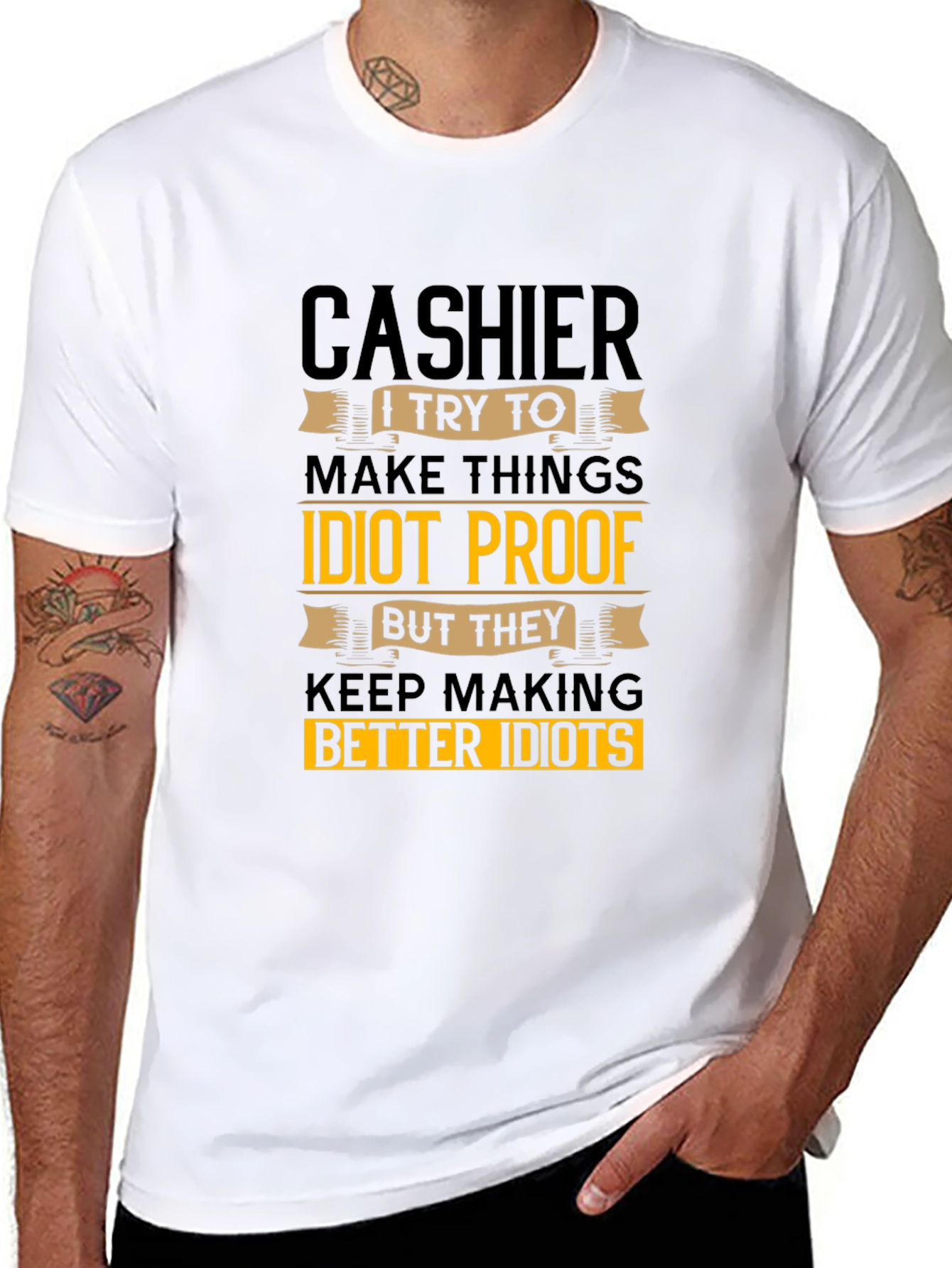 Cashier Idiots Funny Sarcastic T-Shirt