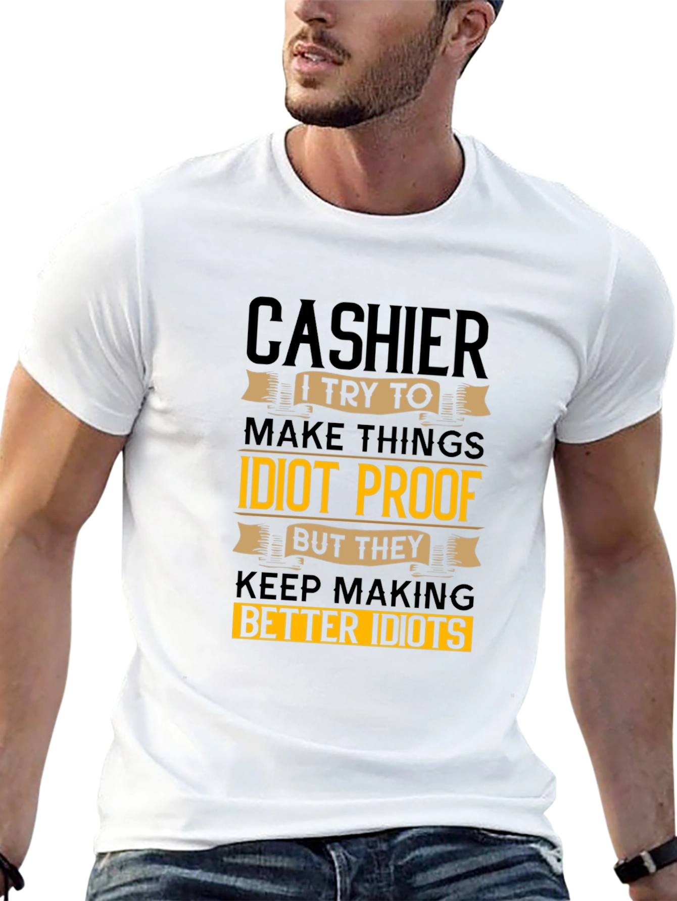 Cashier Idiots Funny Sarcastic T-Shirt