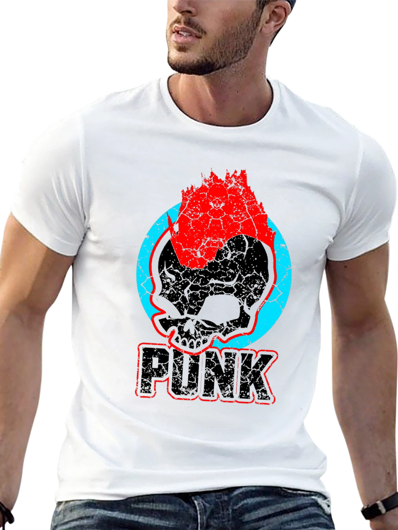 Punk Skull Graphic T-Shirt - Bold & Edgy Design
