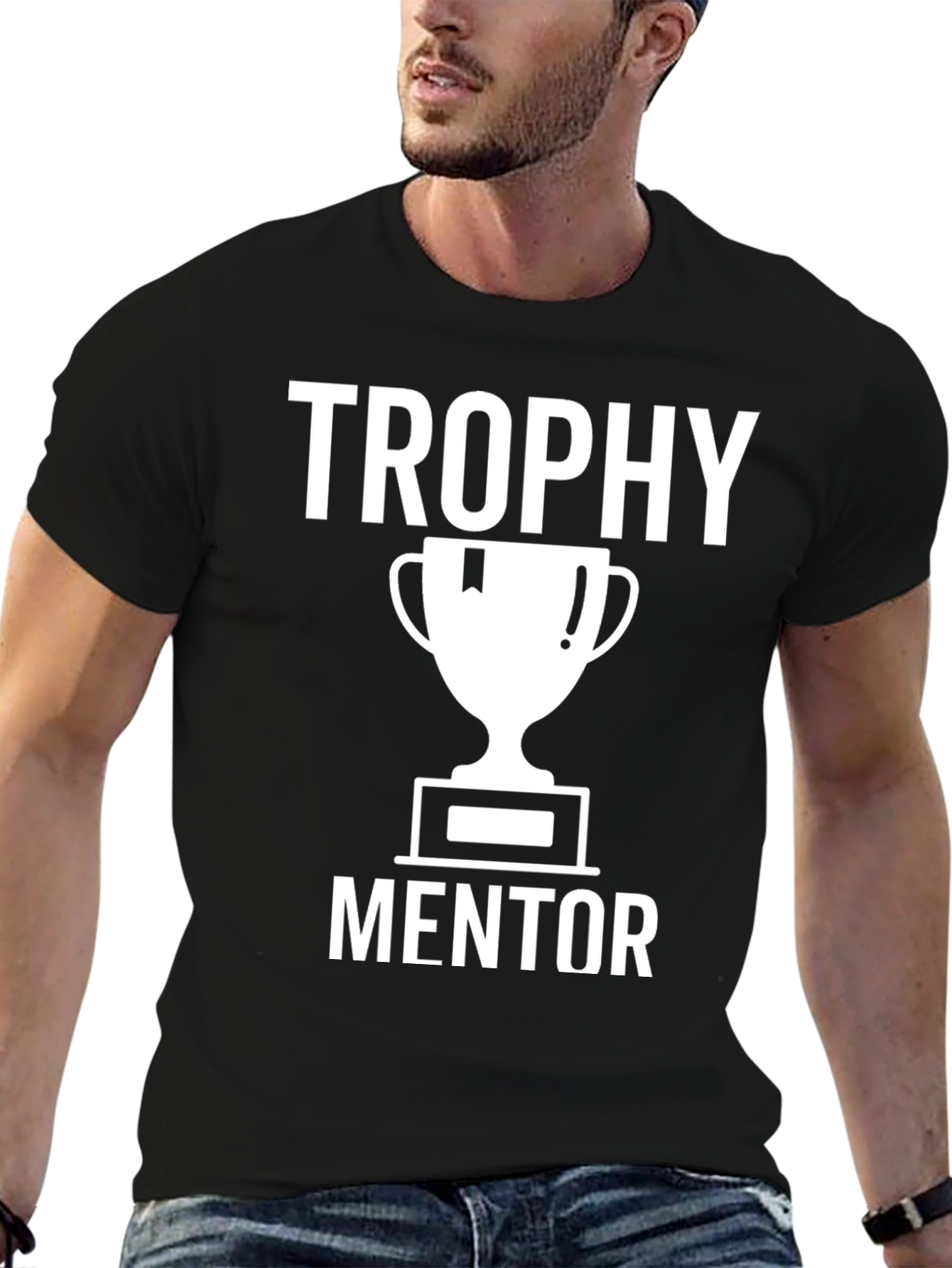 Trophy Mentor Graphic Tee - Black Cotton T-Shirt