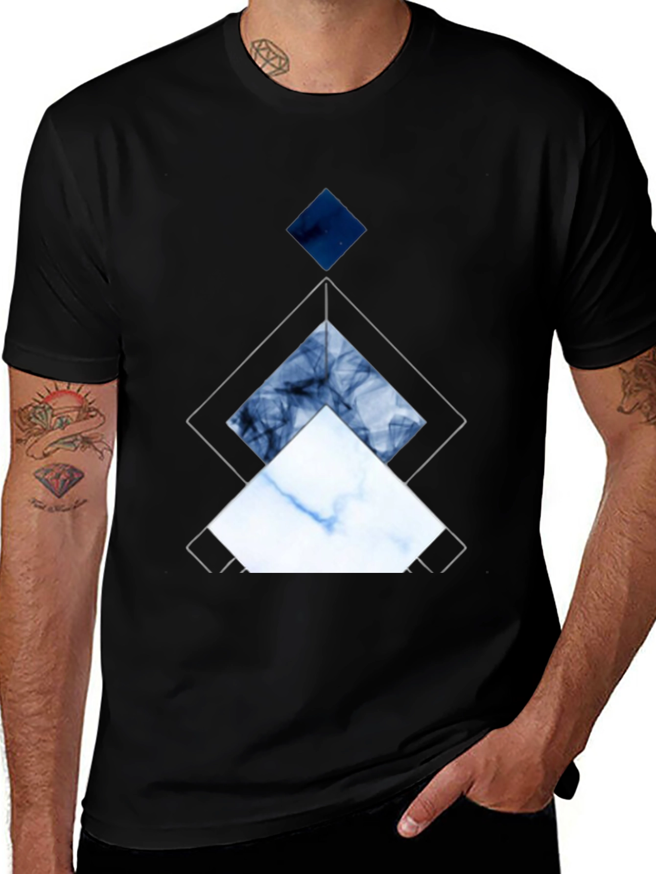 Geometric Diamond Graphic Tee - Modern Art Shirt