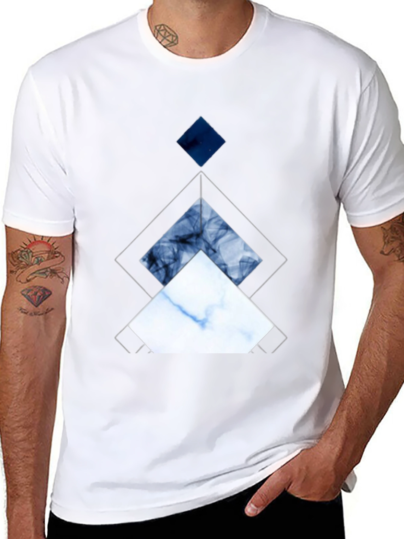 Geometric Diamond Graphic Tee - Modern Art Shirt