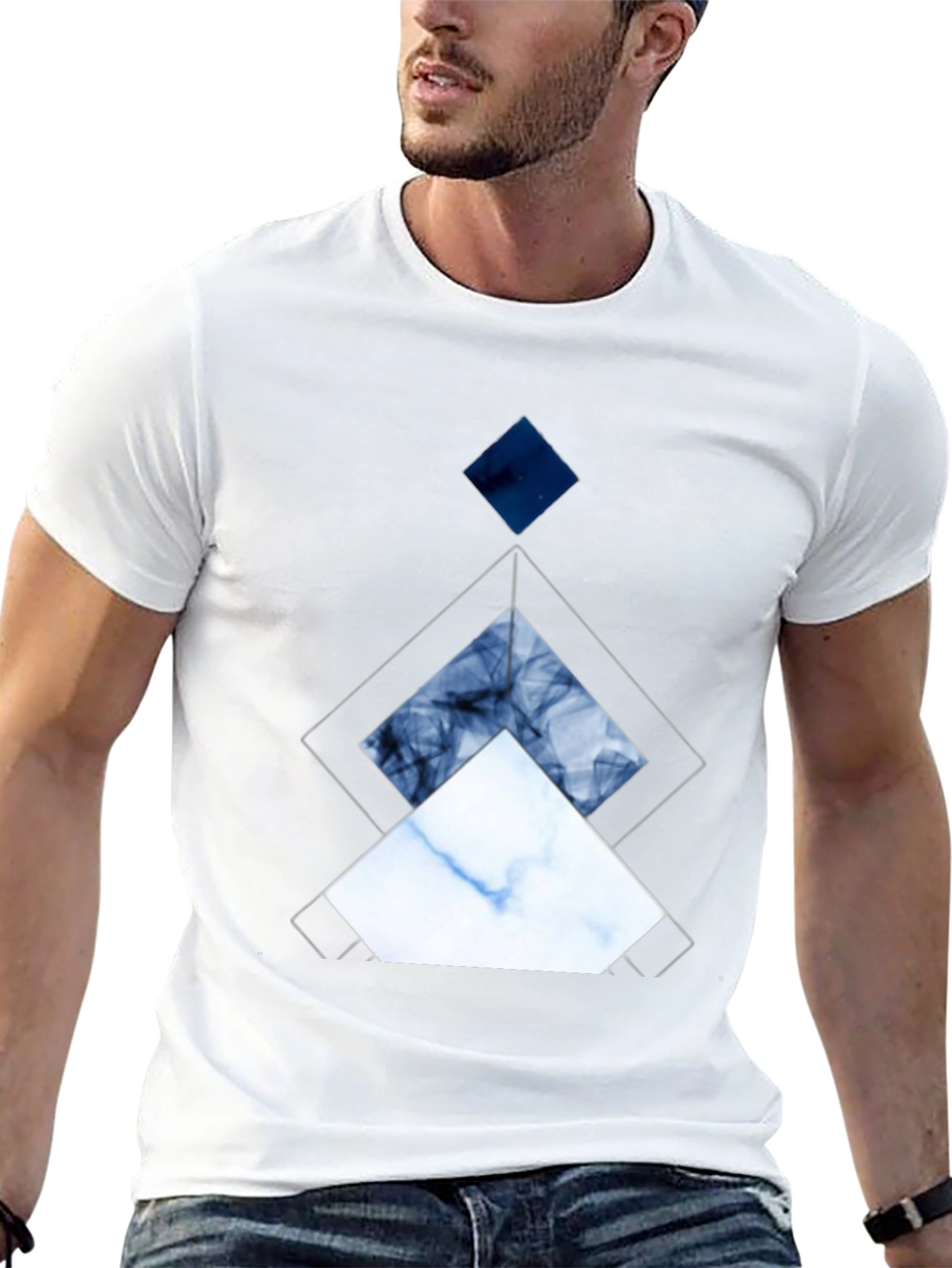 Geometric Diamond Graphic Tee - Modern Art Shirt