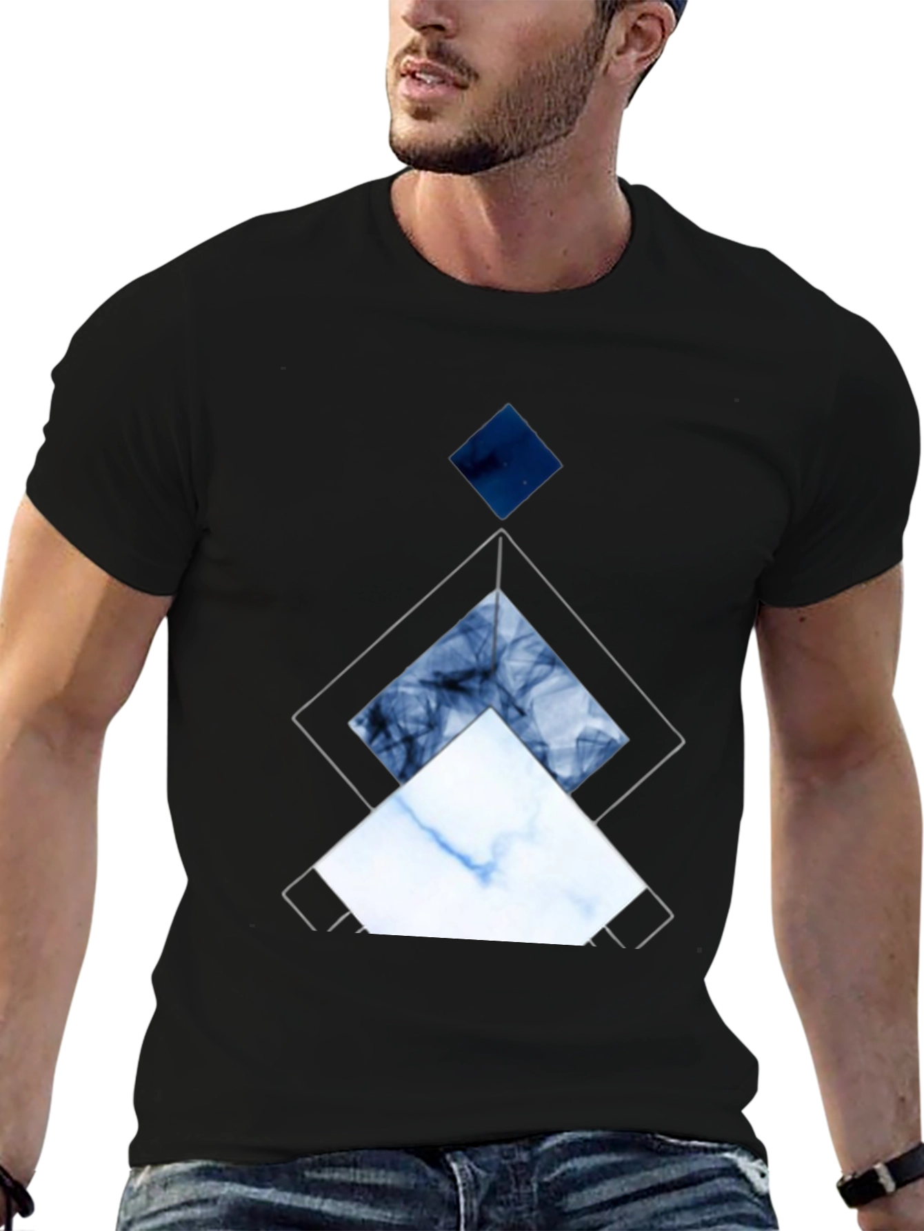Geometric Diamond Graphic Tee - Modern Art Shirt