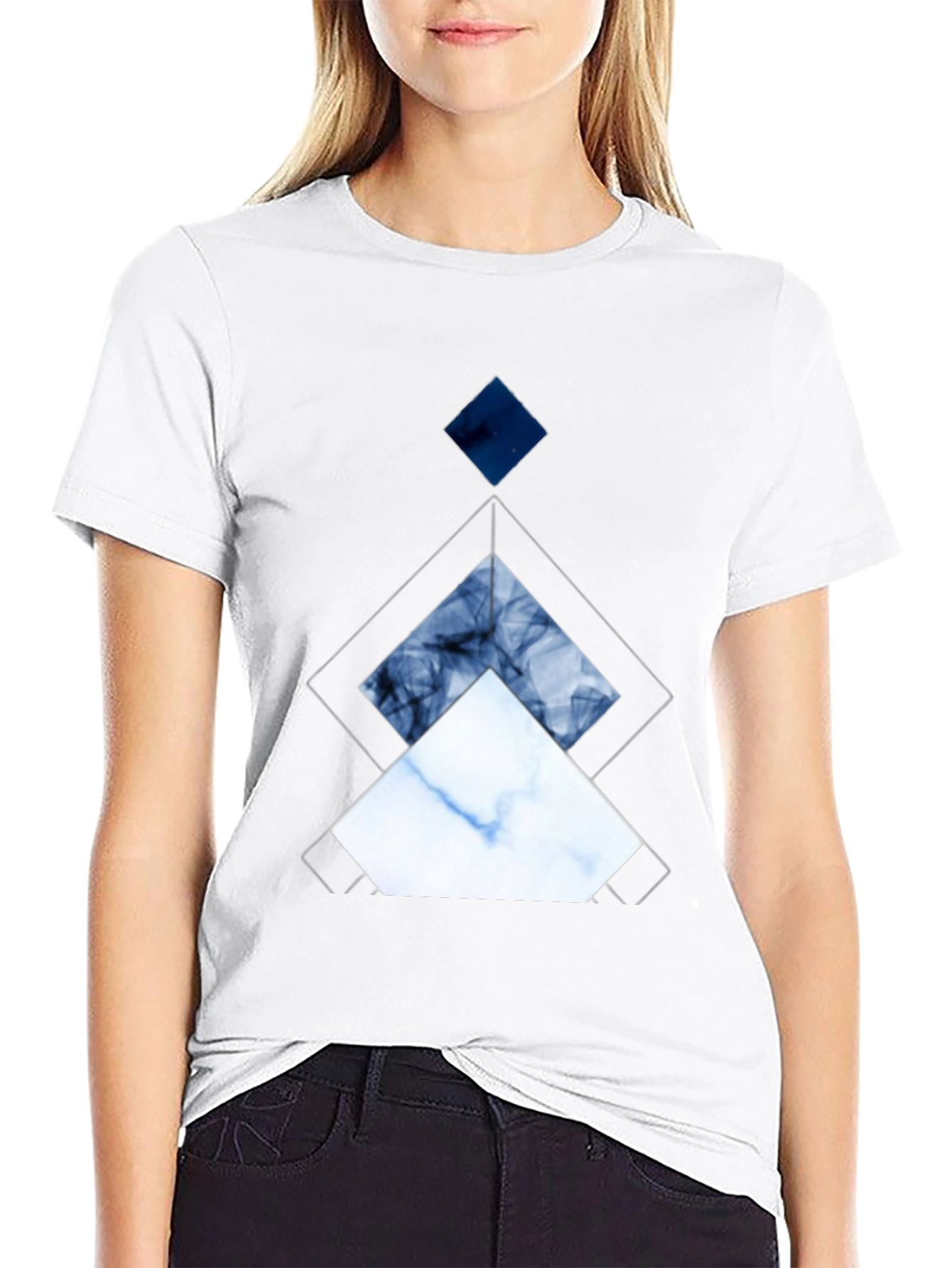Geometric Diamond Graphic Tee - Modern Art Shirt