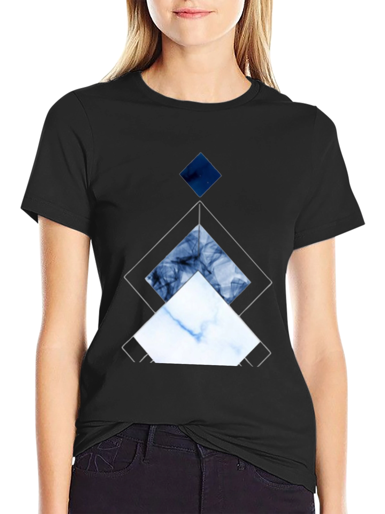 Geometric Diamond Graphic Tee - Modern Art Shirt