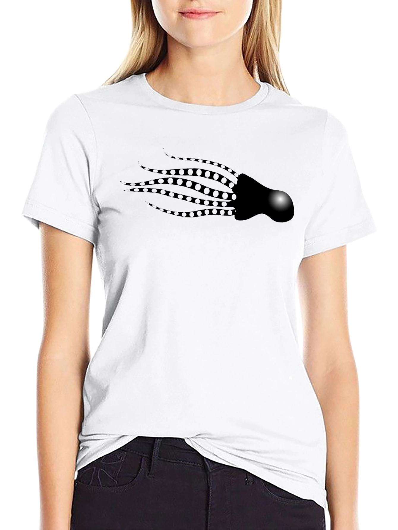 Black Tee with Tentacle Graphic