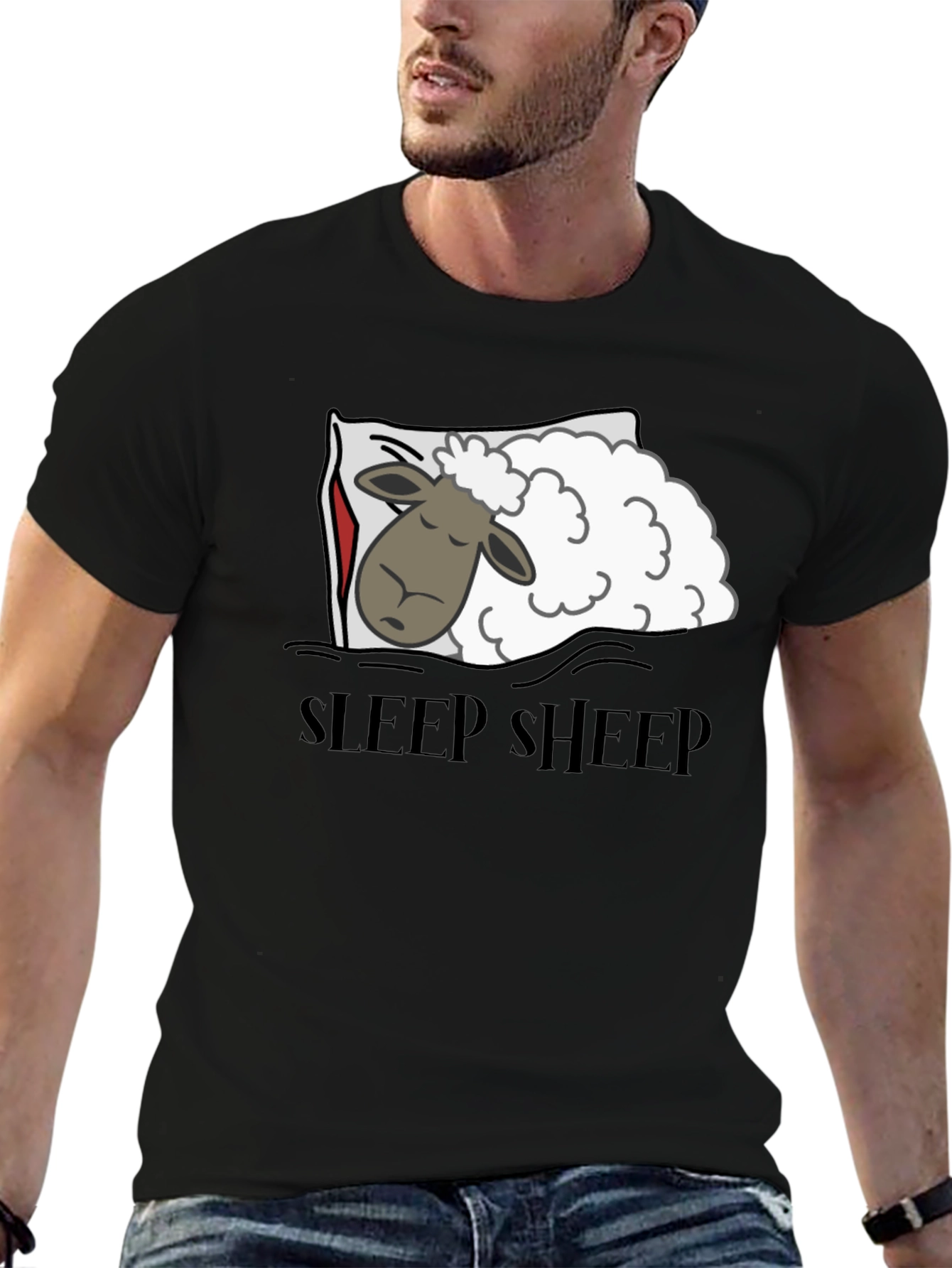 Sleep Sheep Graphic T-Shirt - Black