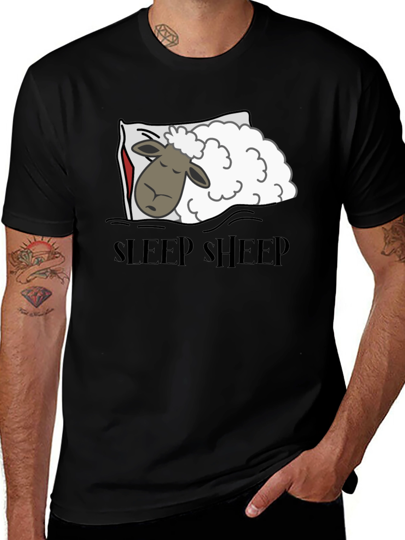 Sleep Sheep Graphic T-Shirt - Black