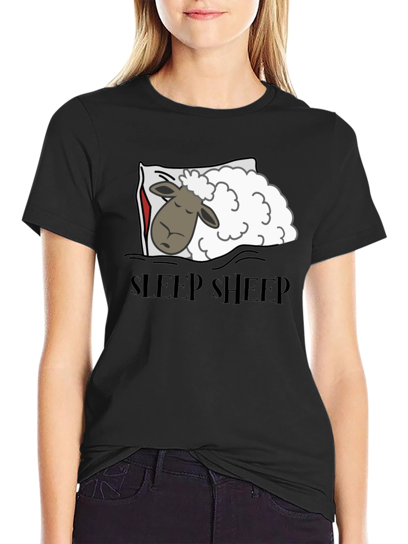 Sleep Sheep Graphic T-Shirt - Black