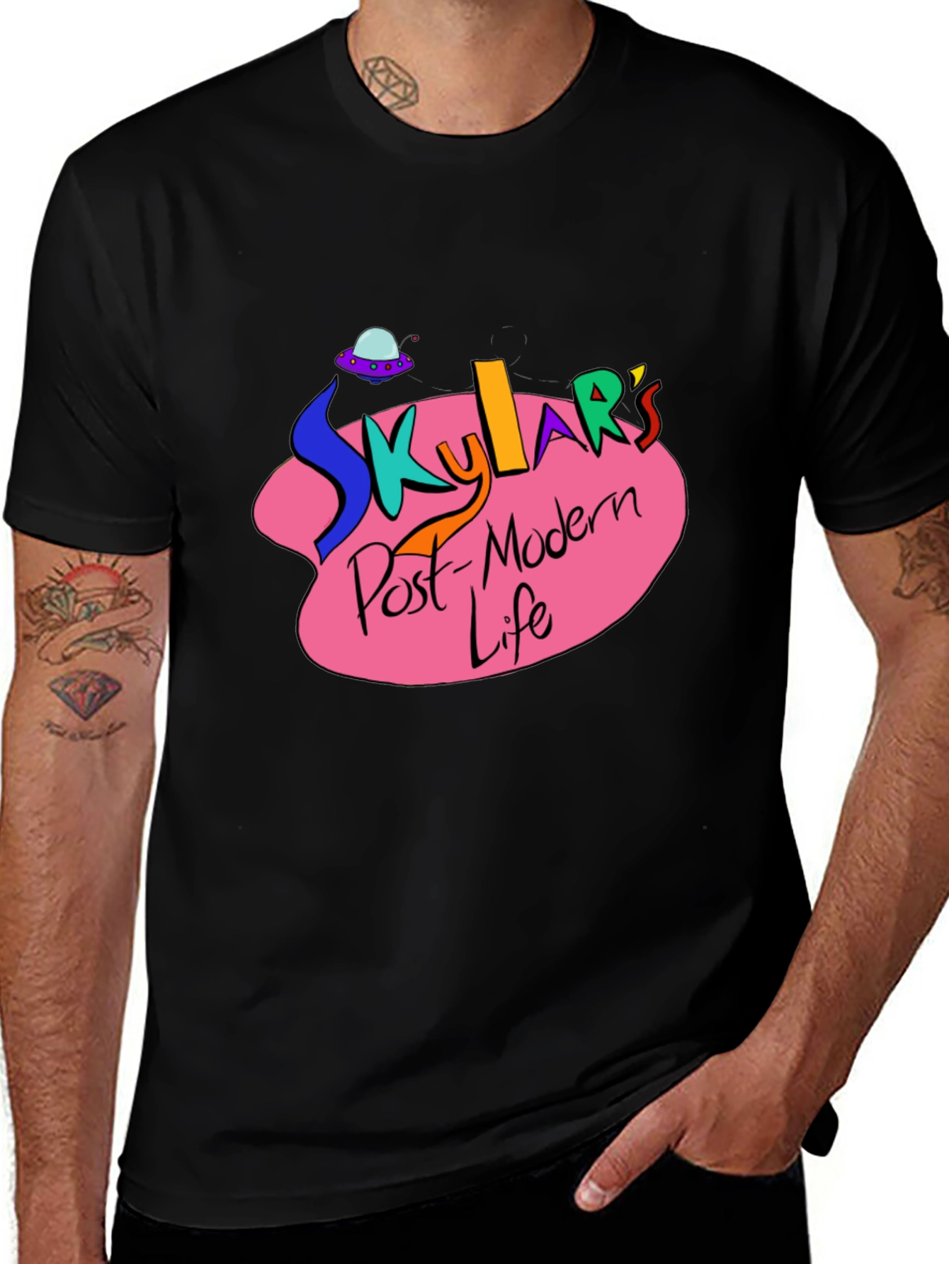 Skylars Post-Modern Life Black Graphic T-Shirt
