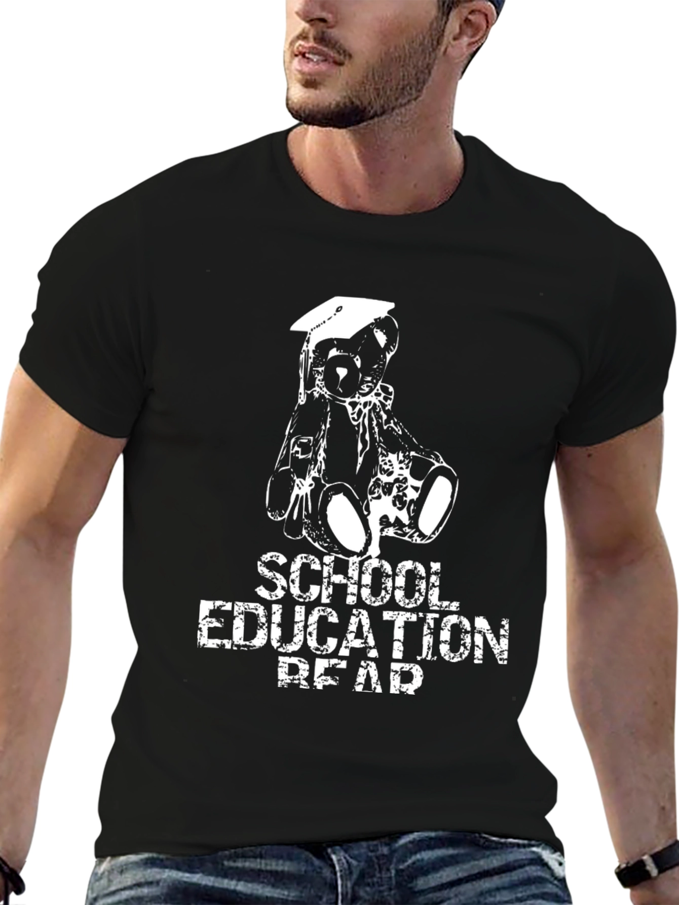 School Education Bear Black T-Shirt