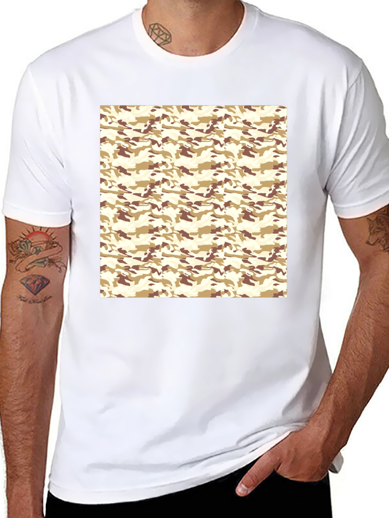 Camo Pattern Black T-Shirt