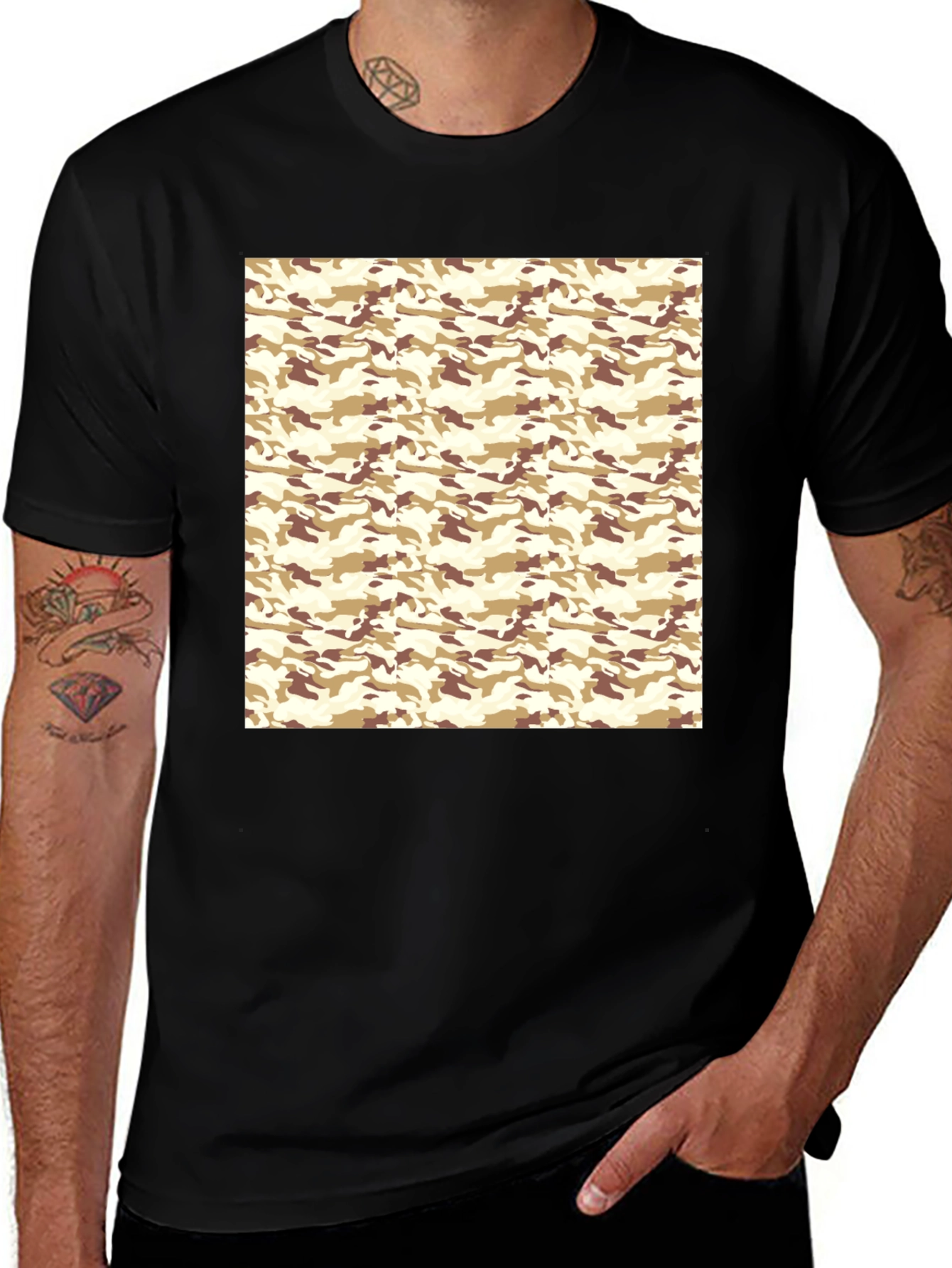 Camo Pattern Black T-Shirt