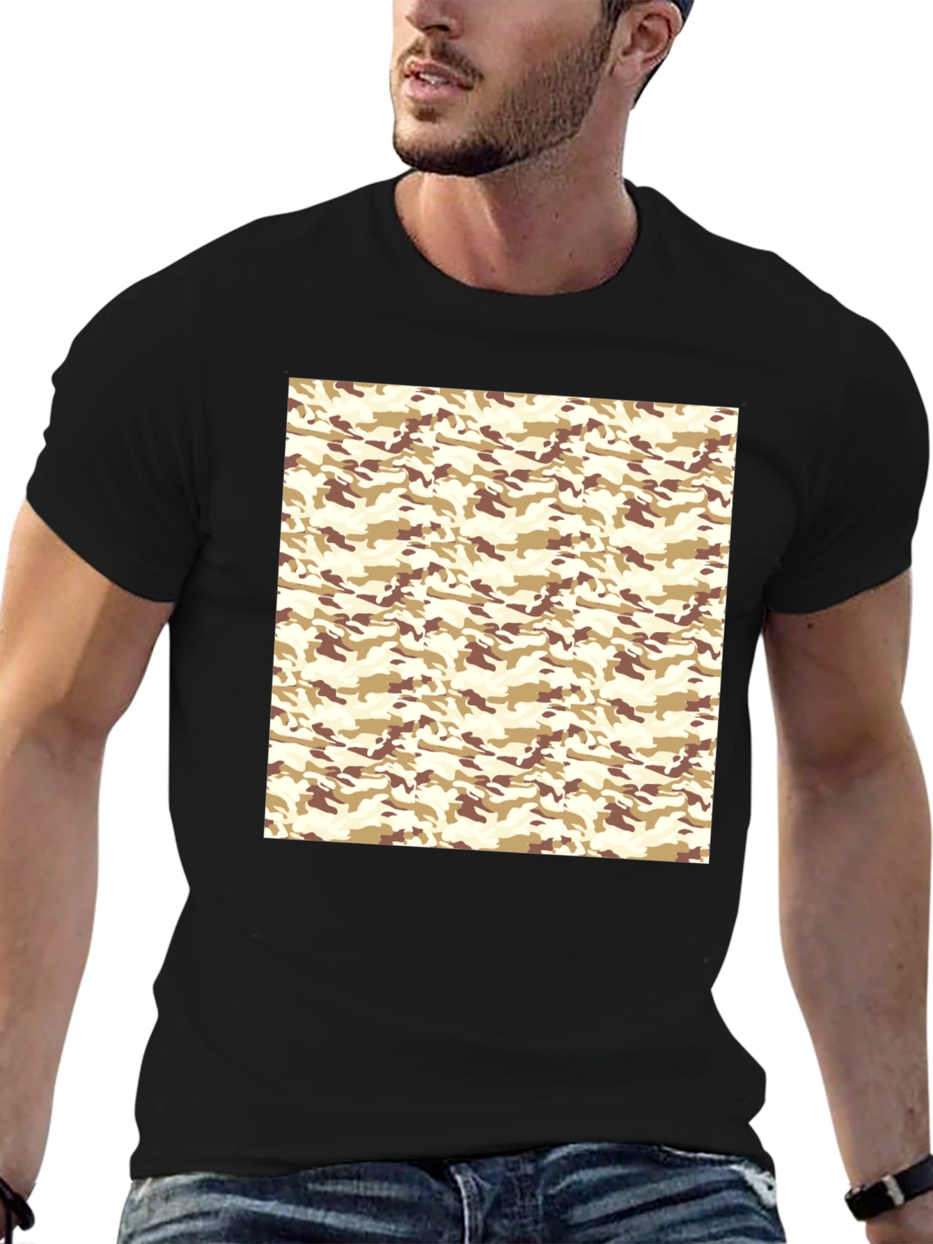 Camo Pattern Black T-Shirt