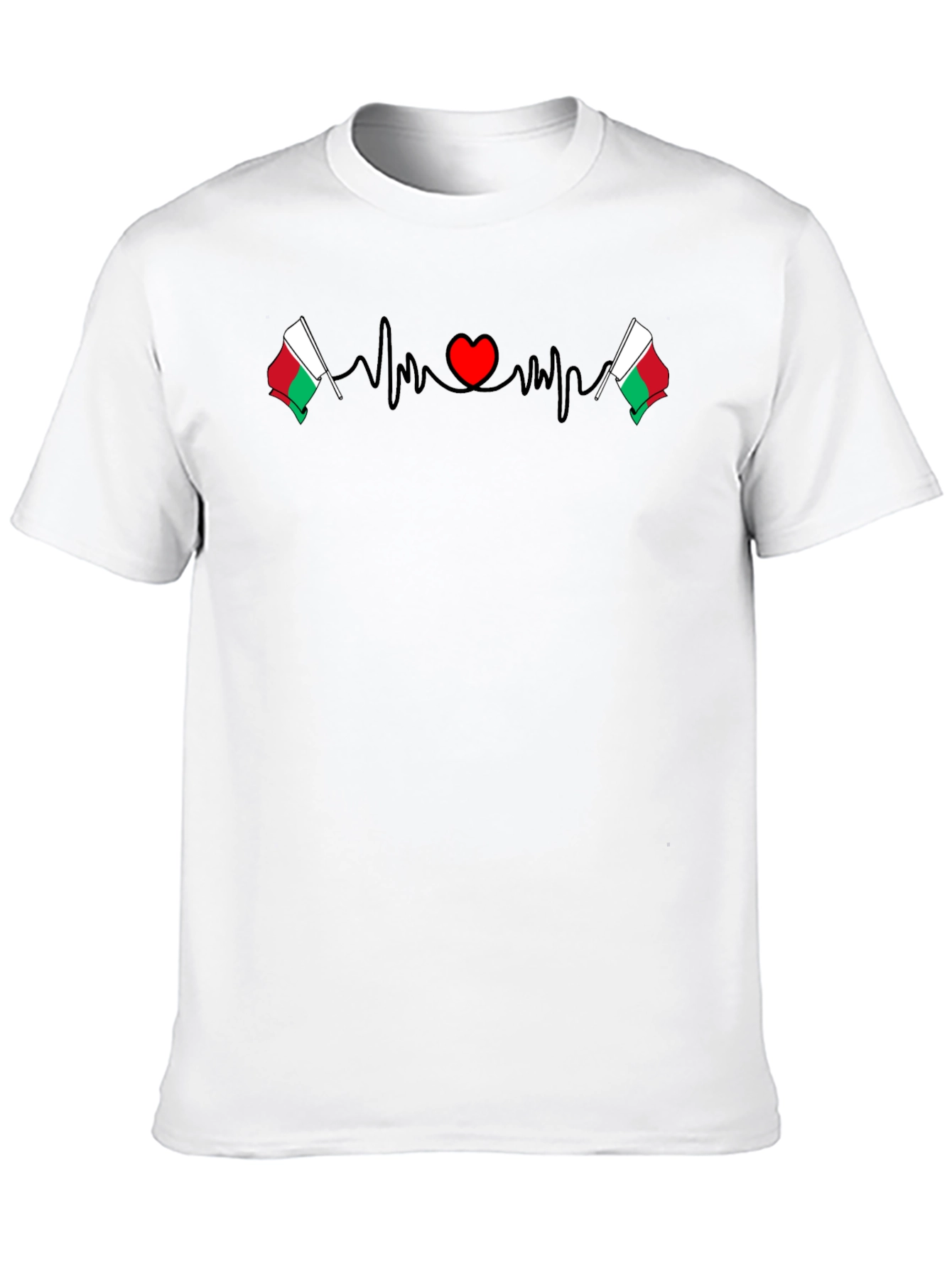Madagascar Flag Heartbeat Graphic T-Shirt