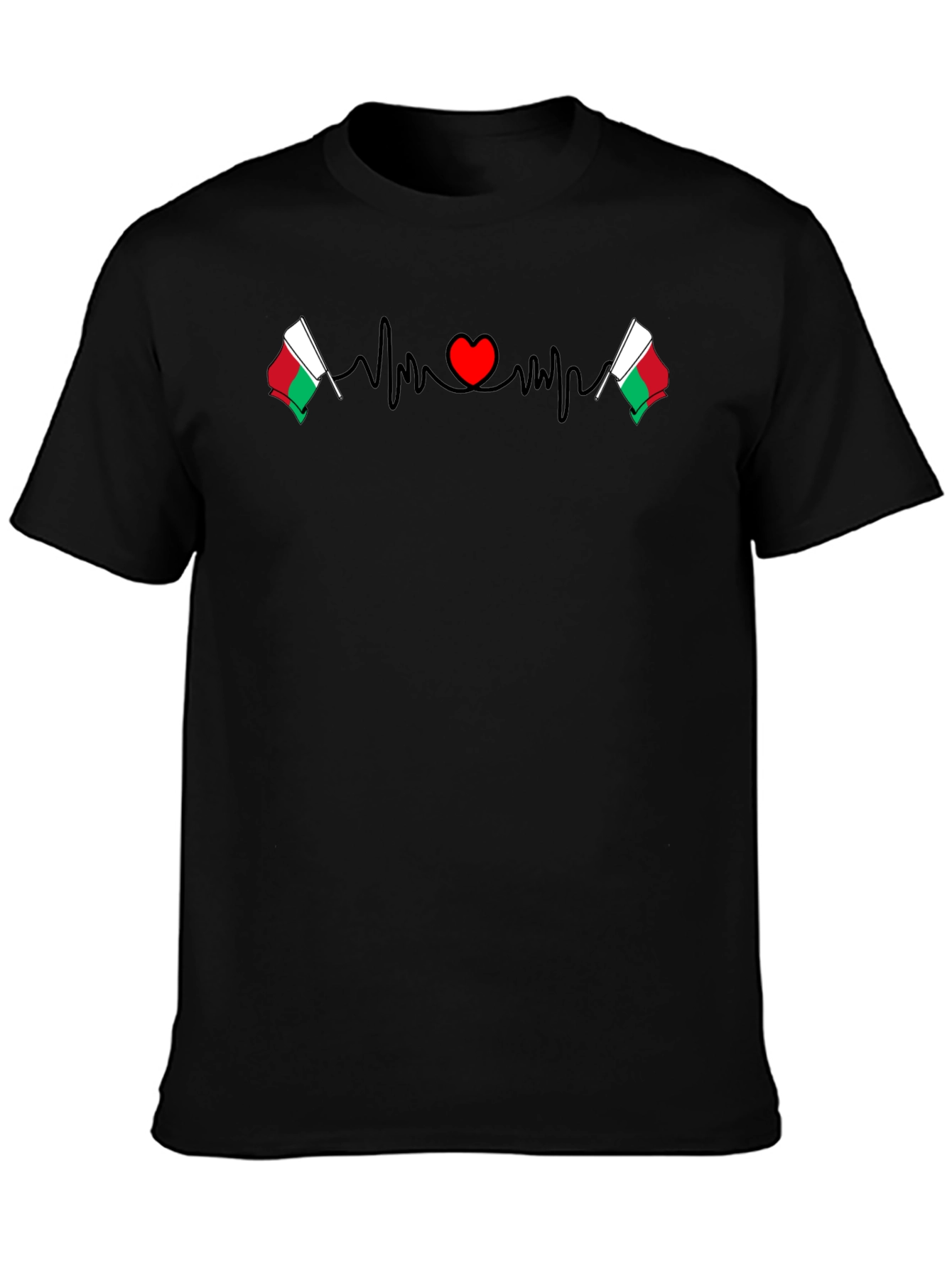 Madagascar Flag Heartbeat Graphic T-Shirt