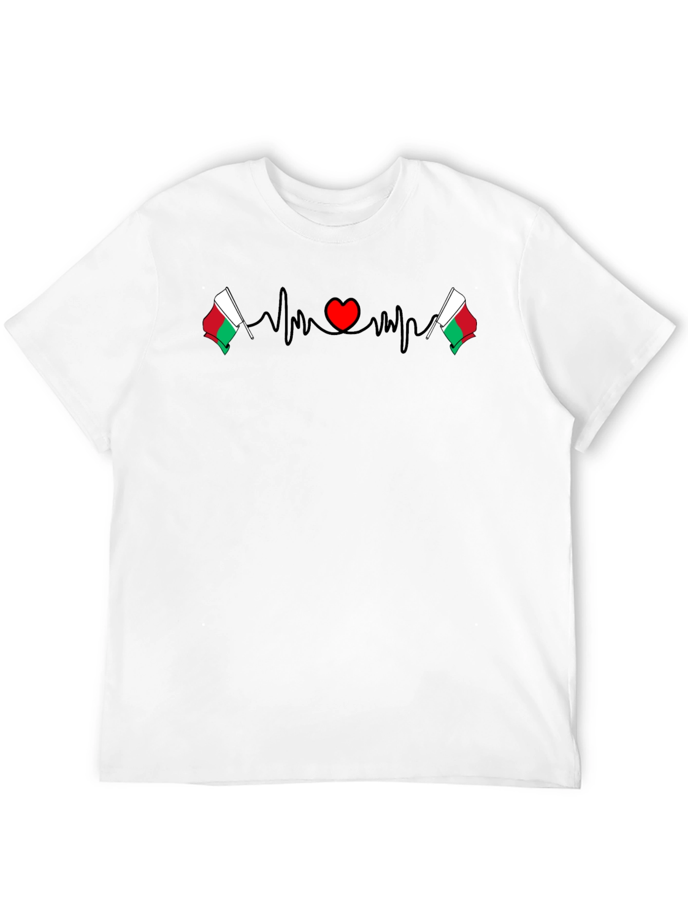 Madagascar Flag Heartbeat Graphic T-Shirt