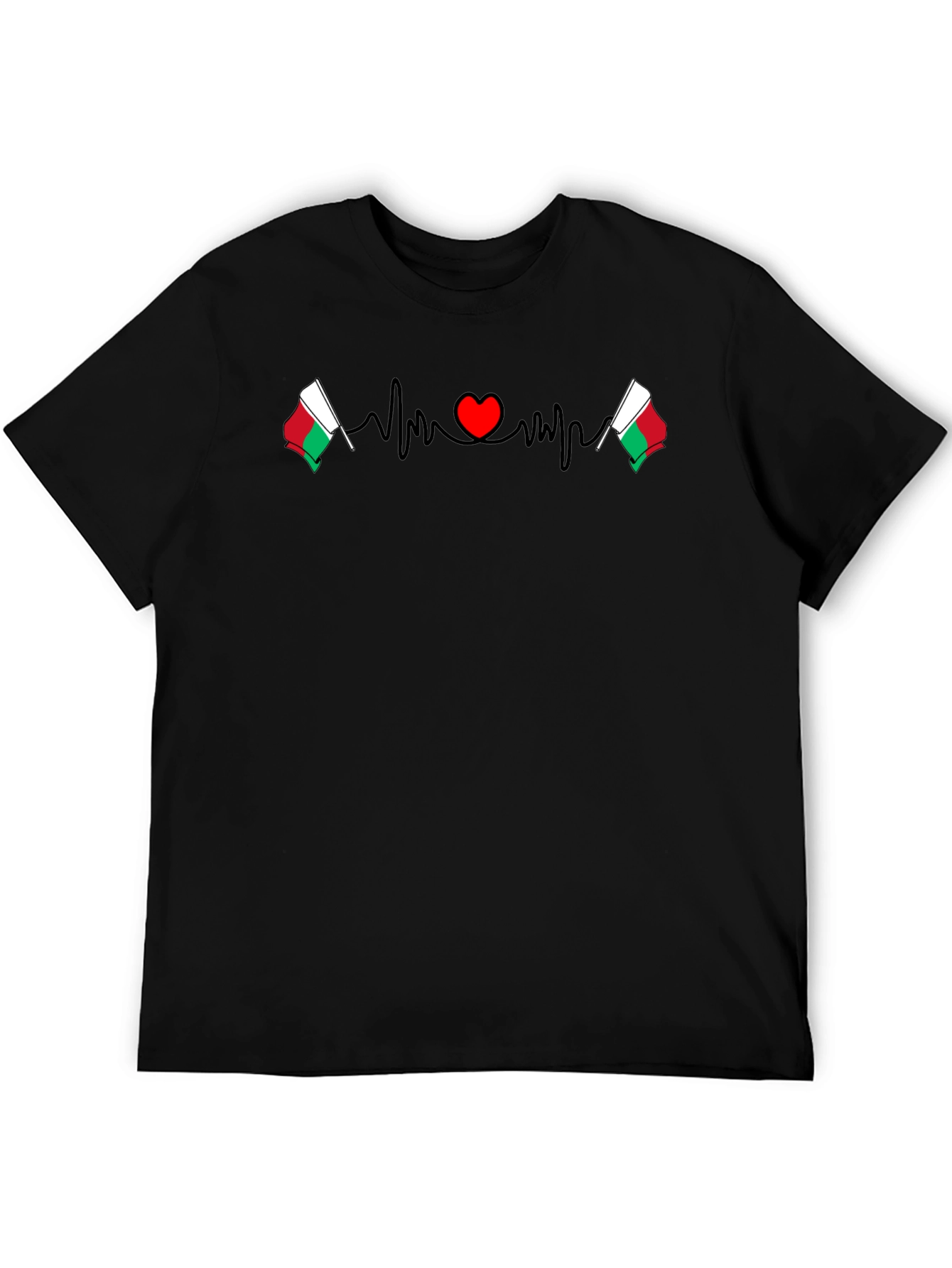 Madagascar Flag Heartbeat Graphic T-Shirt