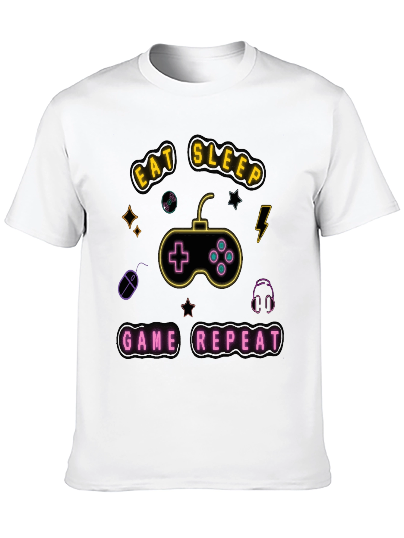 Eat Sleep Game Repeat T-Shirt - Gamer Graphic Tee
