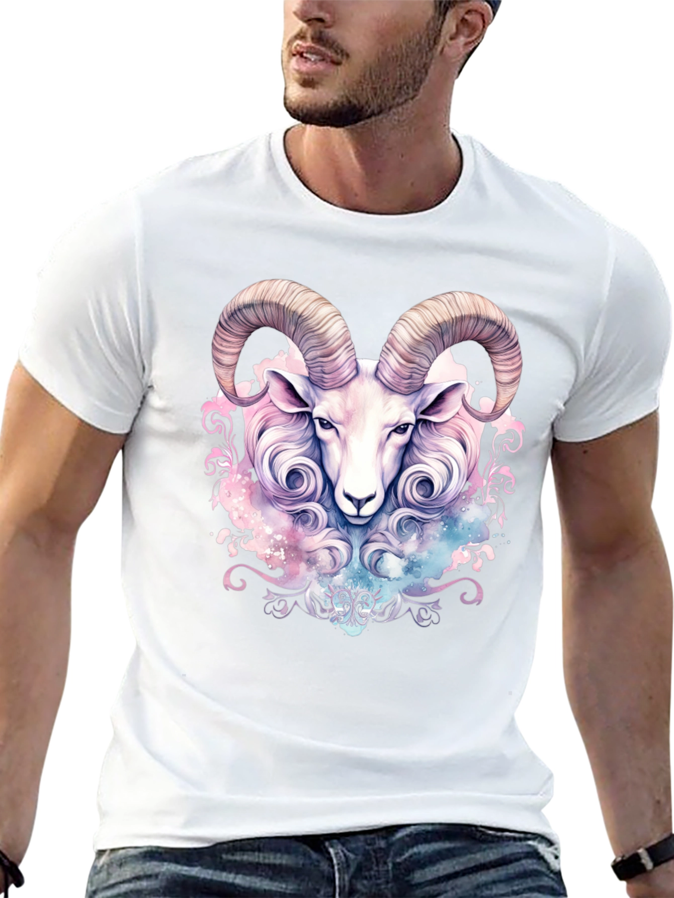 Zodiac Aries Ram Graphic Tee - Stylish Astrology T-Shirt