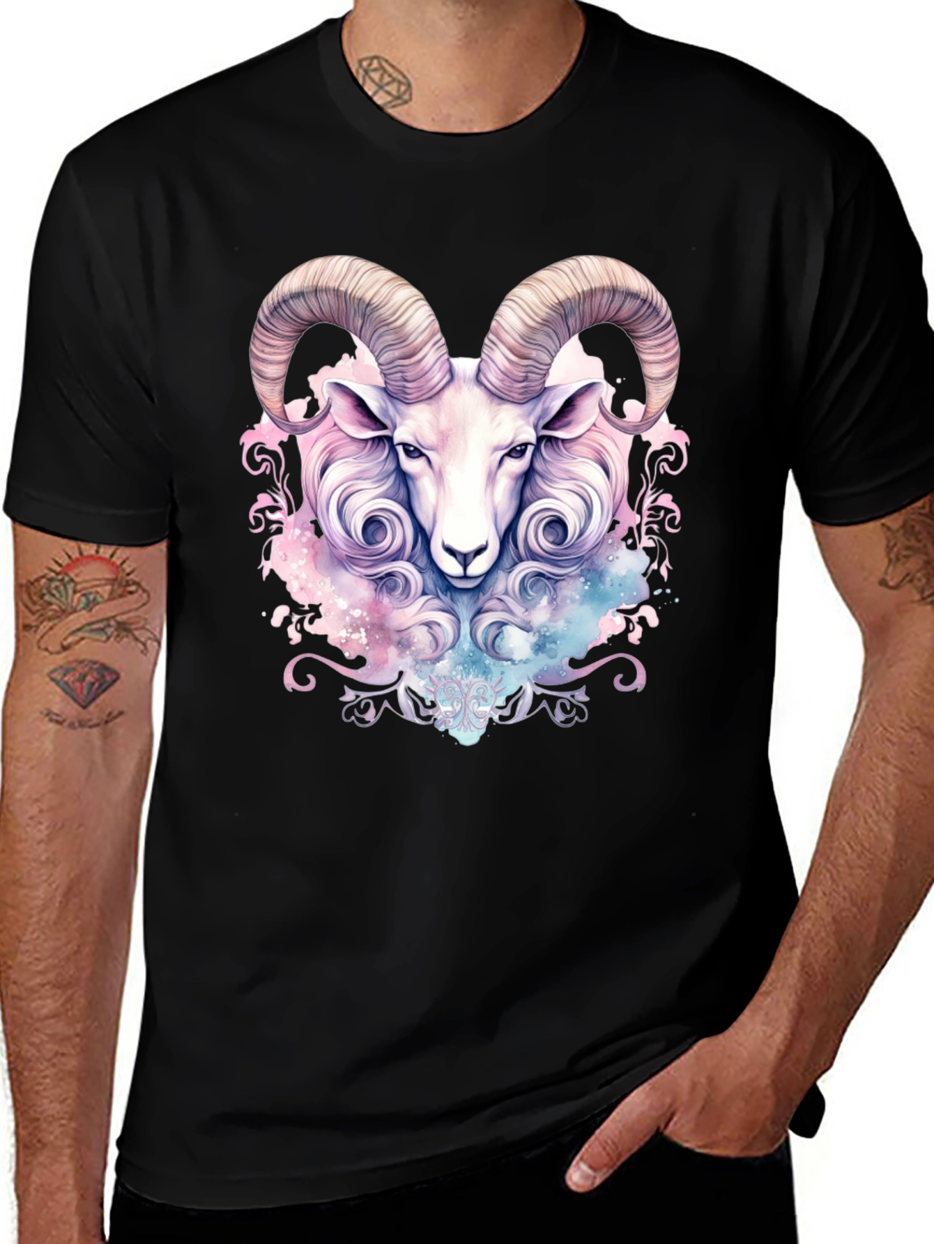 Zodiac Aries Ram Graphic Tee - Stylish Astrology T-Shirt