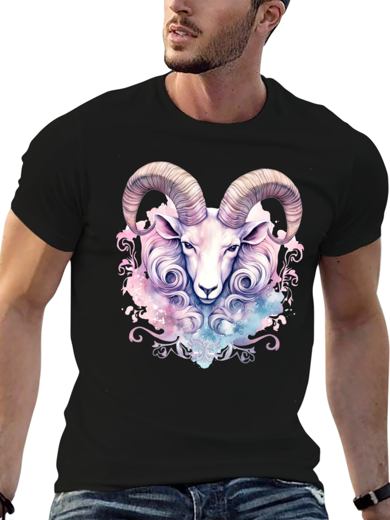 Zodiac Aries Ram Graphic Tee - Stylish Astrology T-Shirt