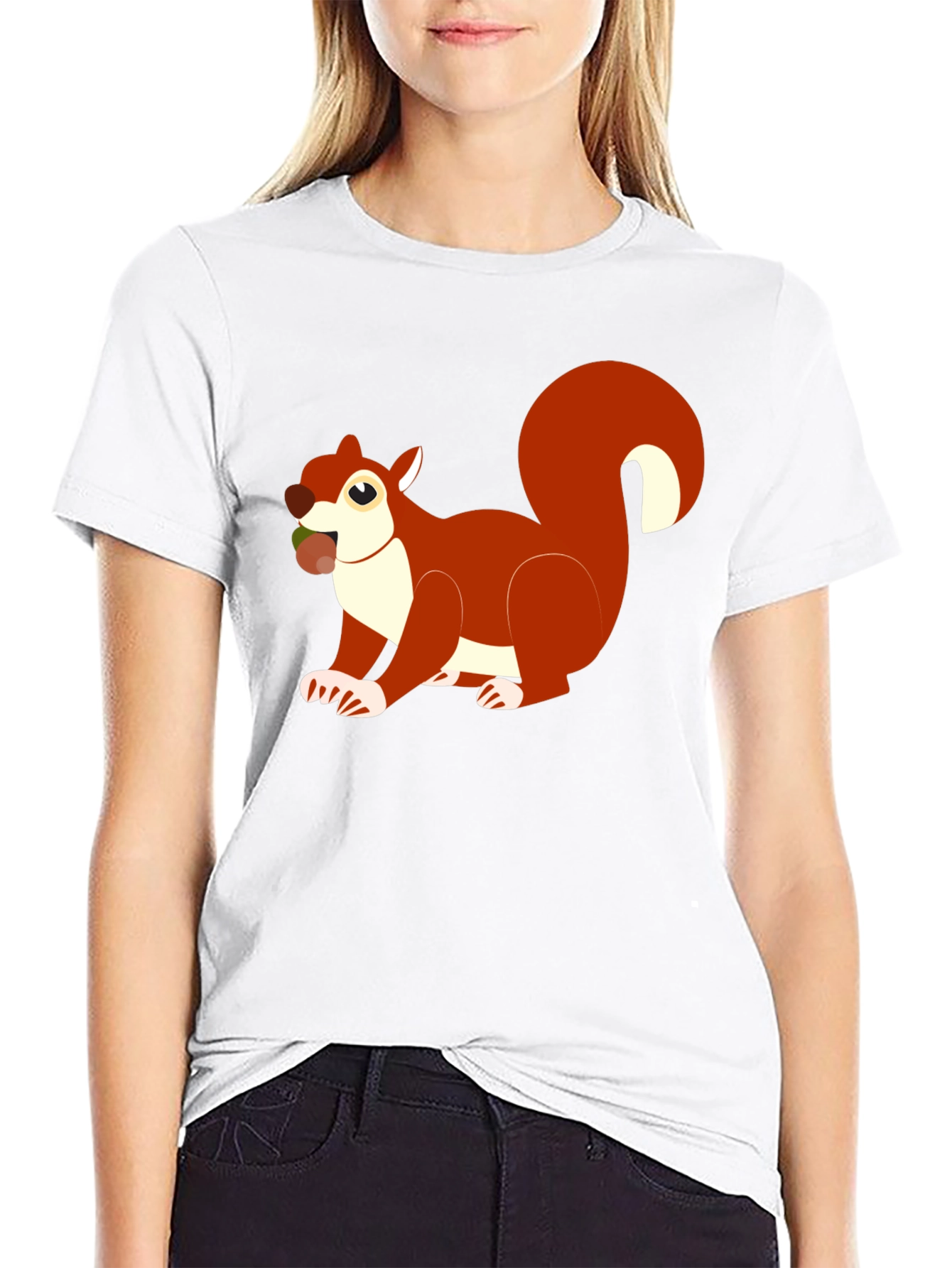 Squirrel Graphic Black T-Shirt Casual Wear
