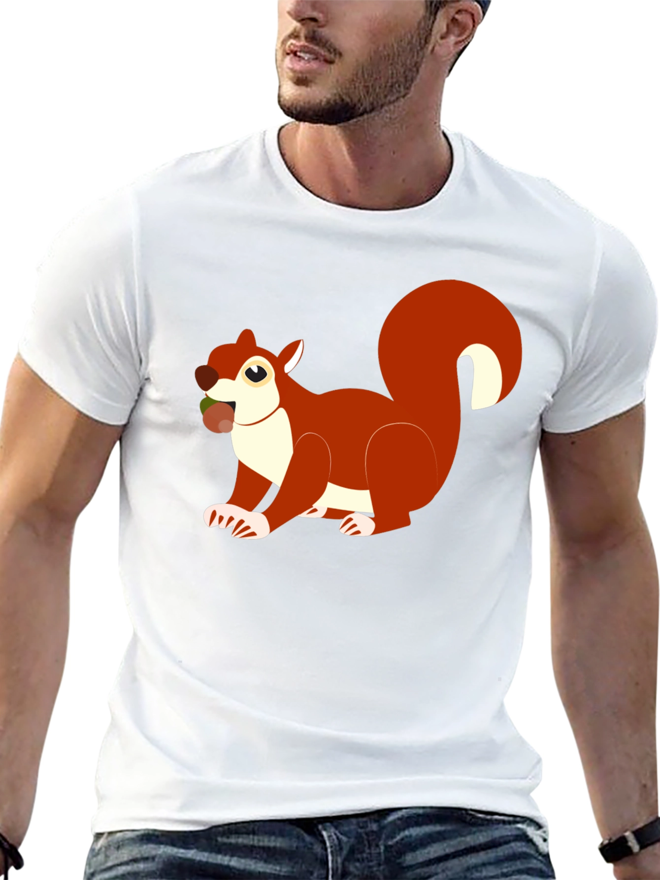 Squirrel Graphic Black T-Shirt Casual Wear