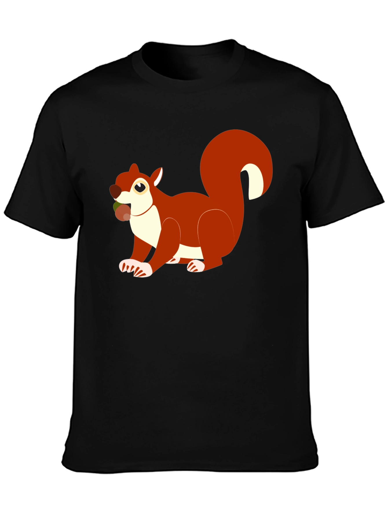 Squirrel Graphic Black T-Shirt Casual Wear