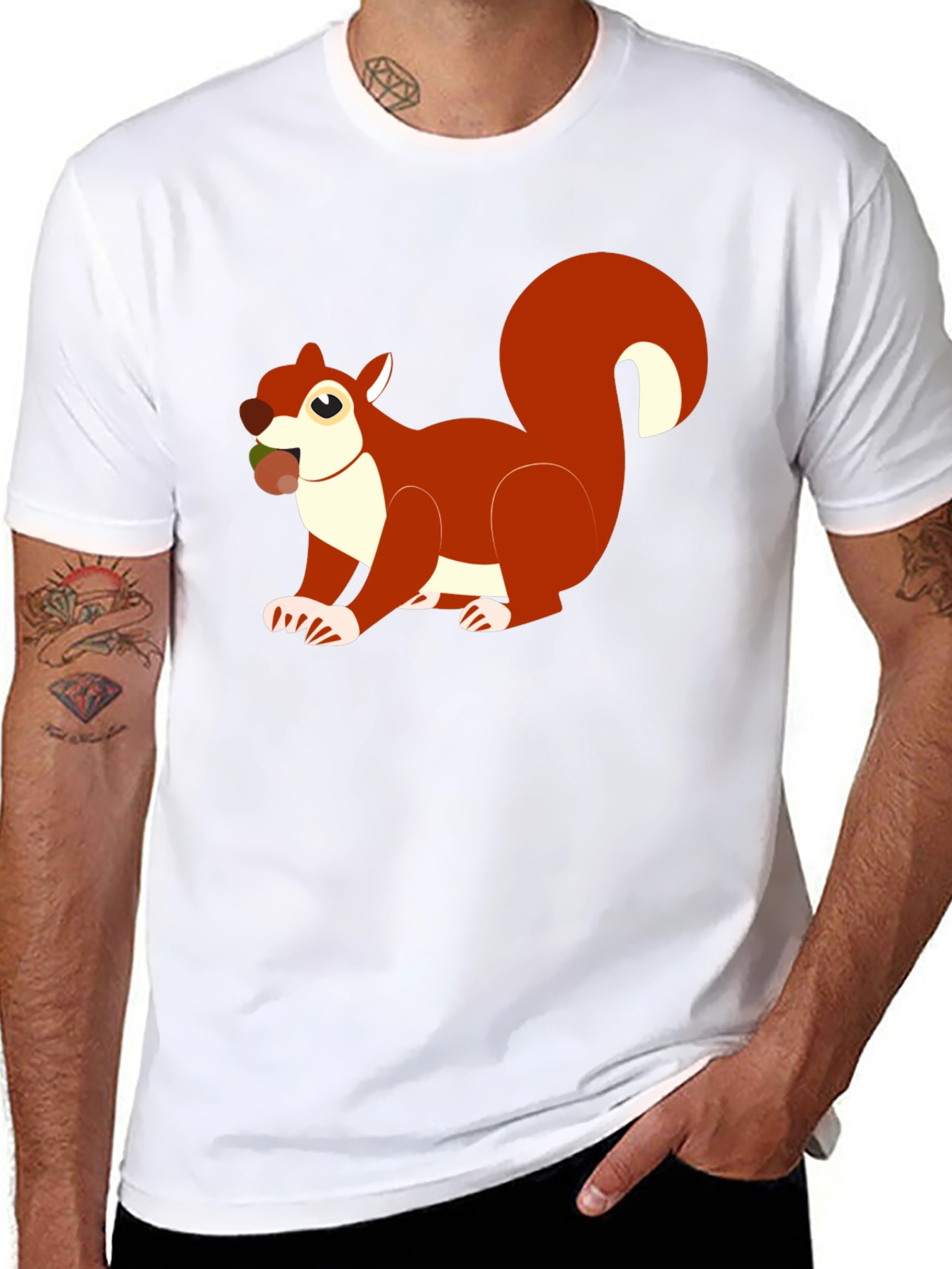 Squirrel Graphic Black T-Shirt Casual Wear