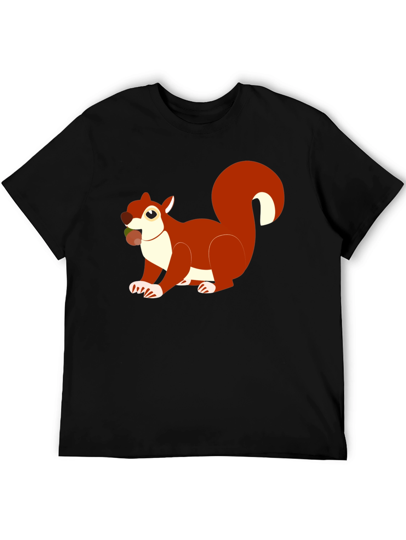 Squirrel Graphic Black T-Shirt Casual Wear