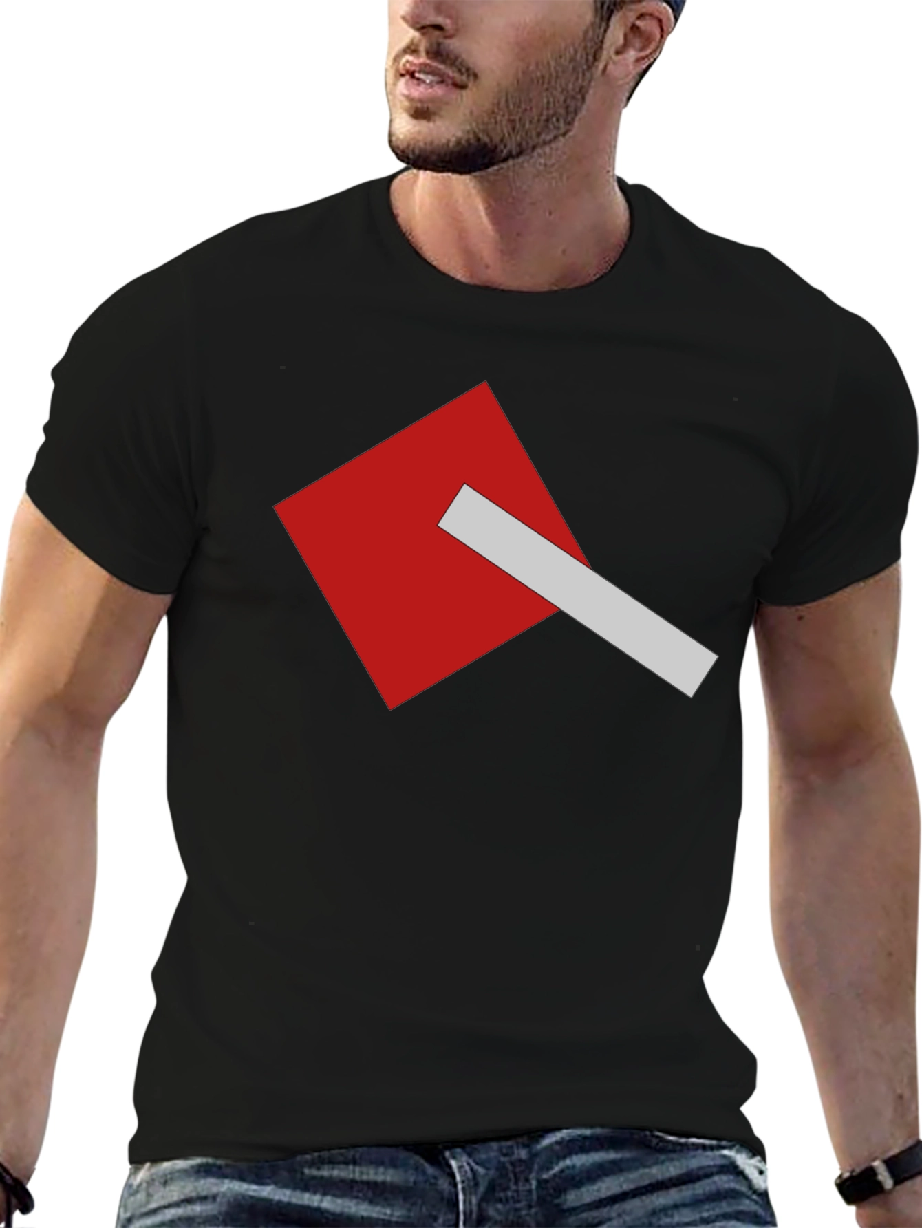 Geometric Square Graphic Tee - Modern Casual Style