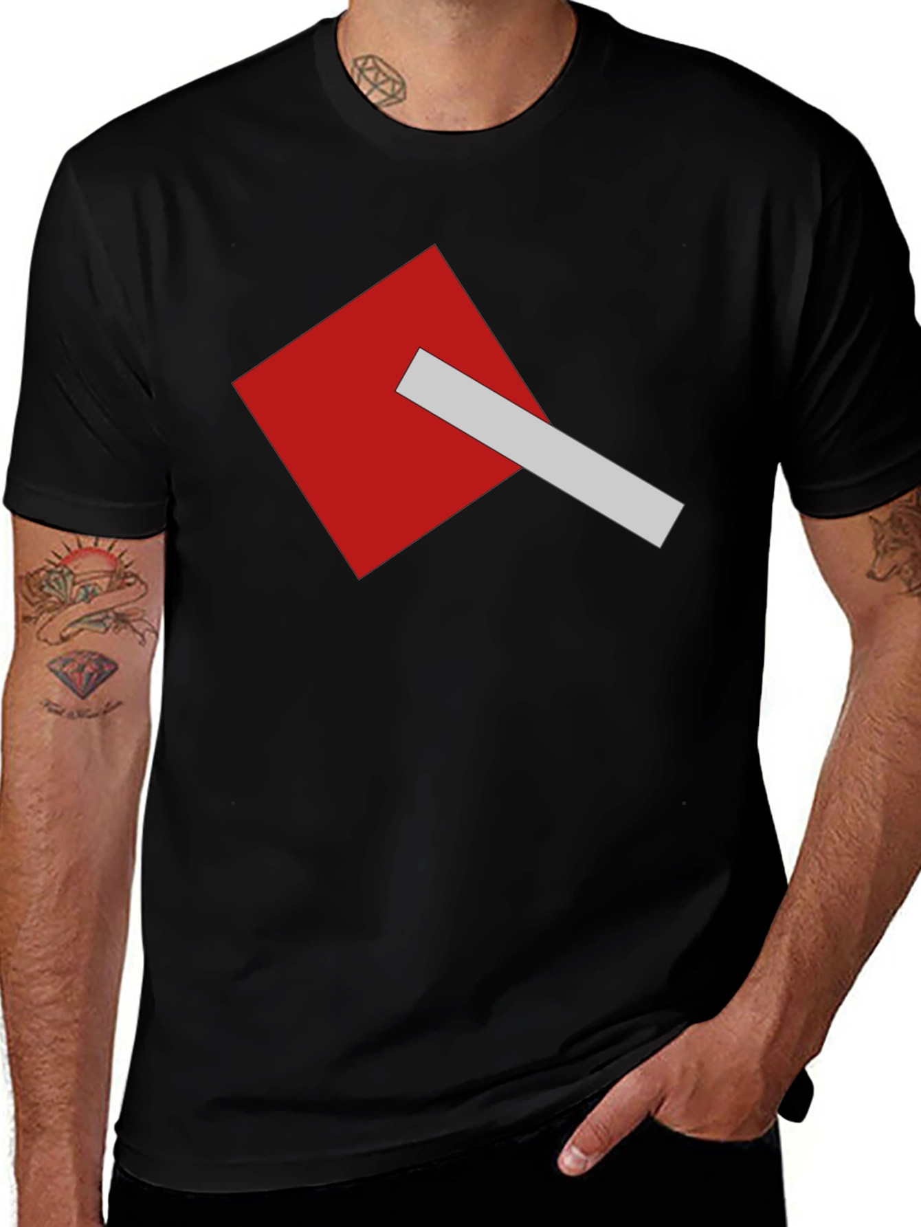 Geometric Square Graphic Tee - Modern Casual Style