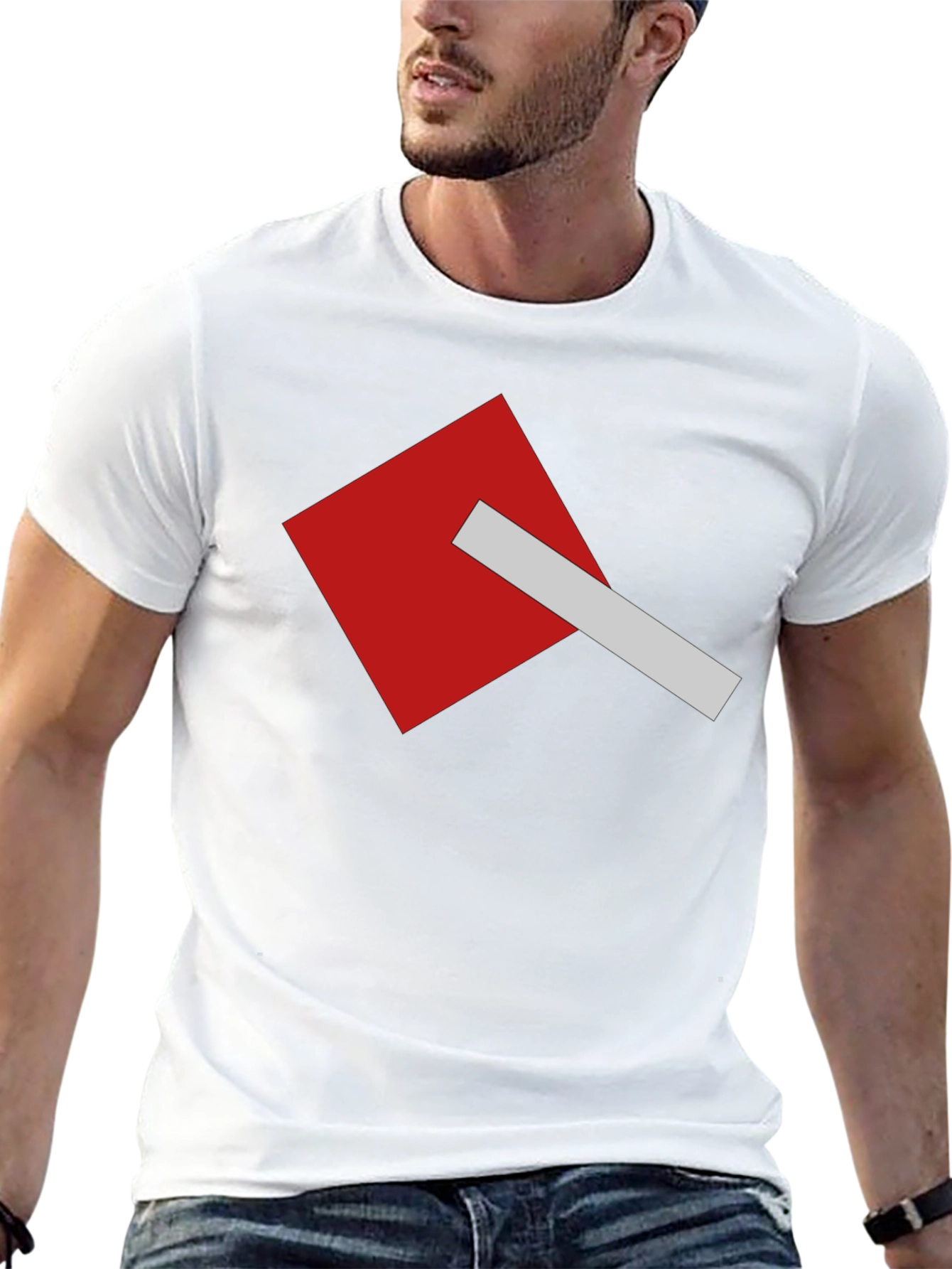 Geometric Square Graphic Tee - Modern Casual Style
