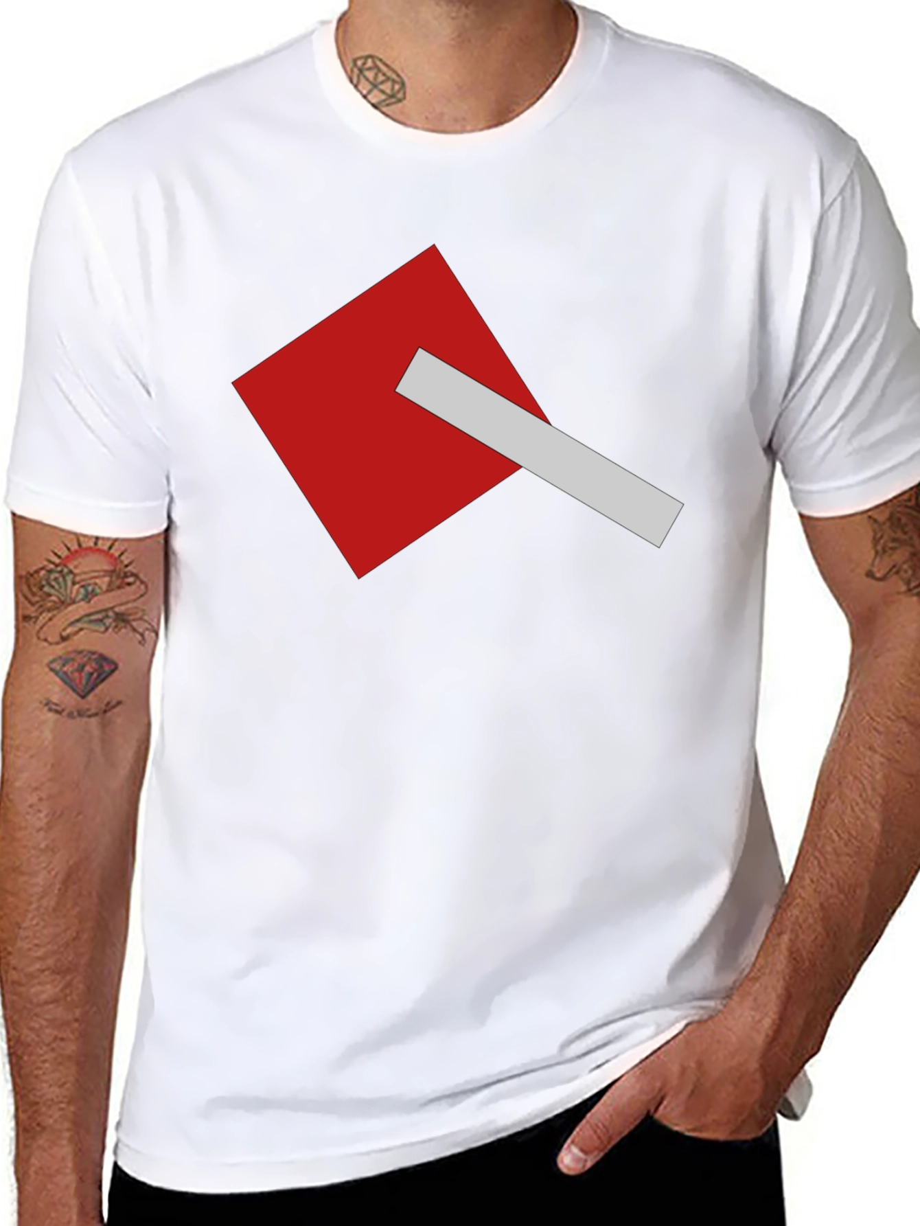 Geometric Square Graphic Tee - Modern Casual Style