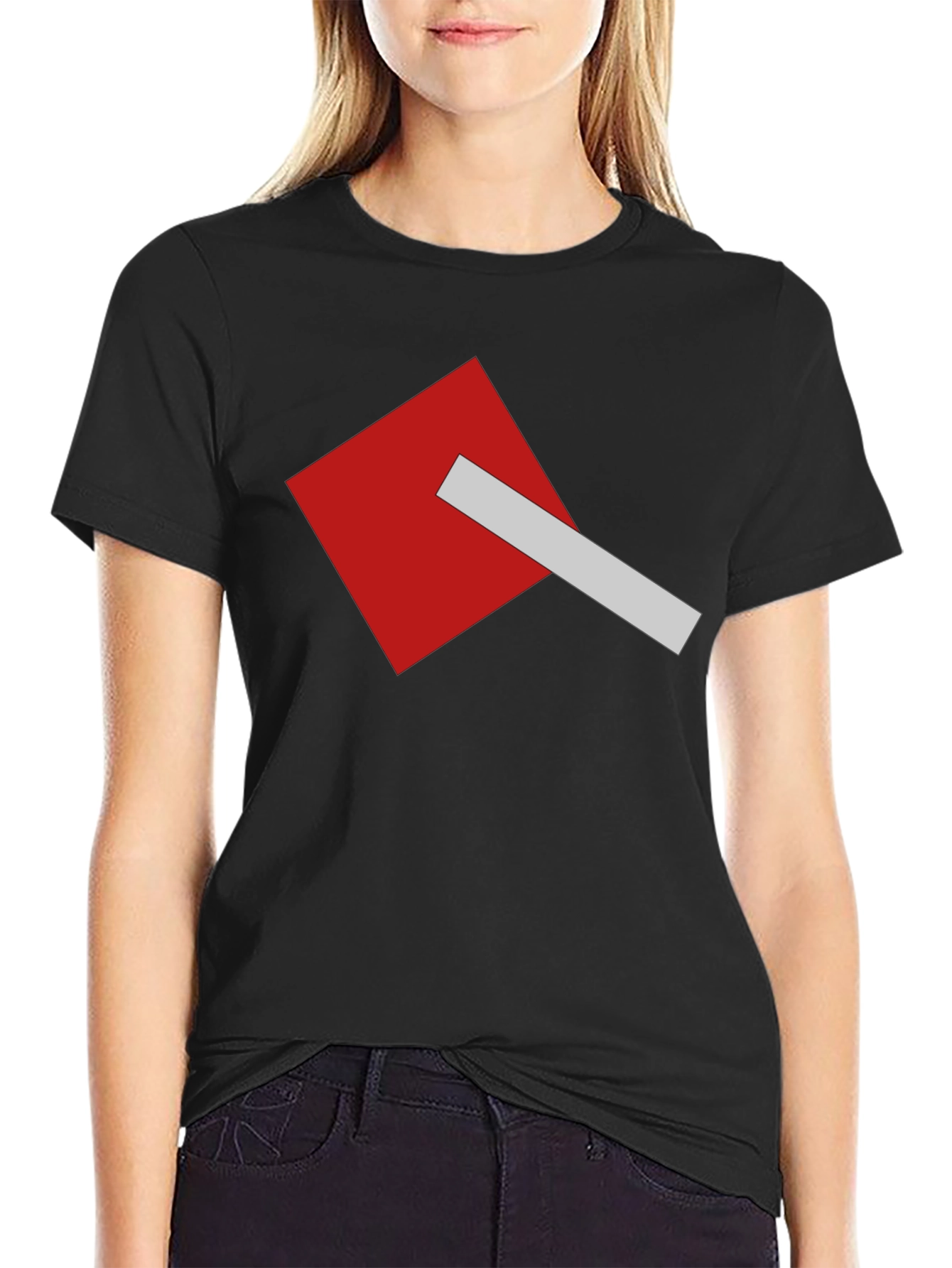 Geometric Square Graphic Tee - Modern Casual Style