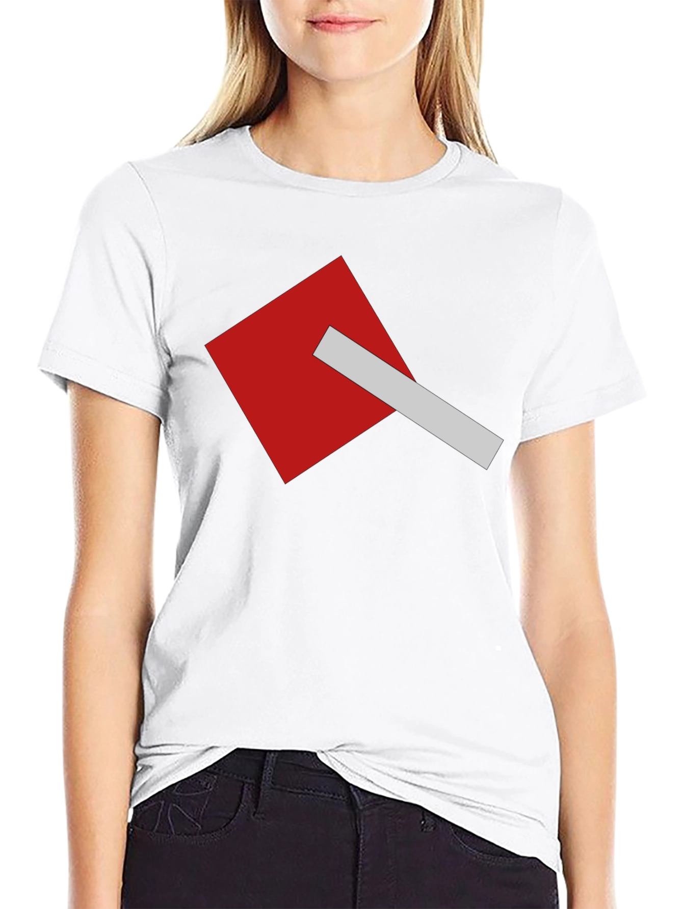 Geometric Square Graphic Tee - Modern Casual Style