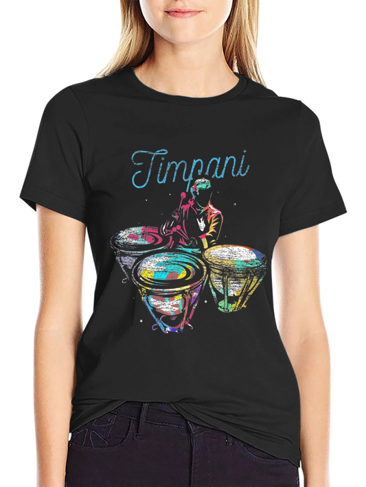 Colorful Timpani Drummer Graphic Tee - Percussion Music Shirt