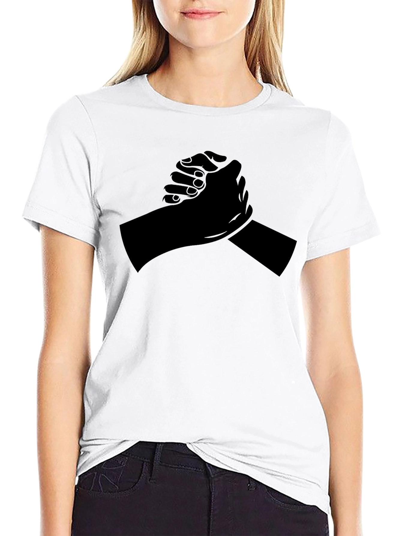 Black T-Shirt with Arm Wrestling Design